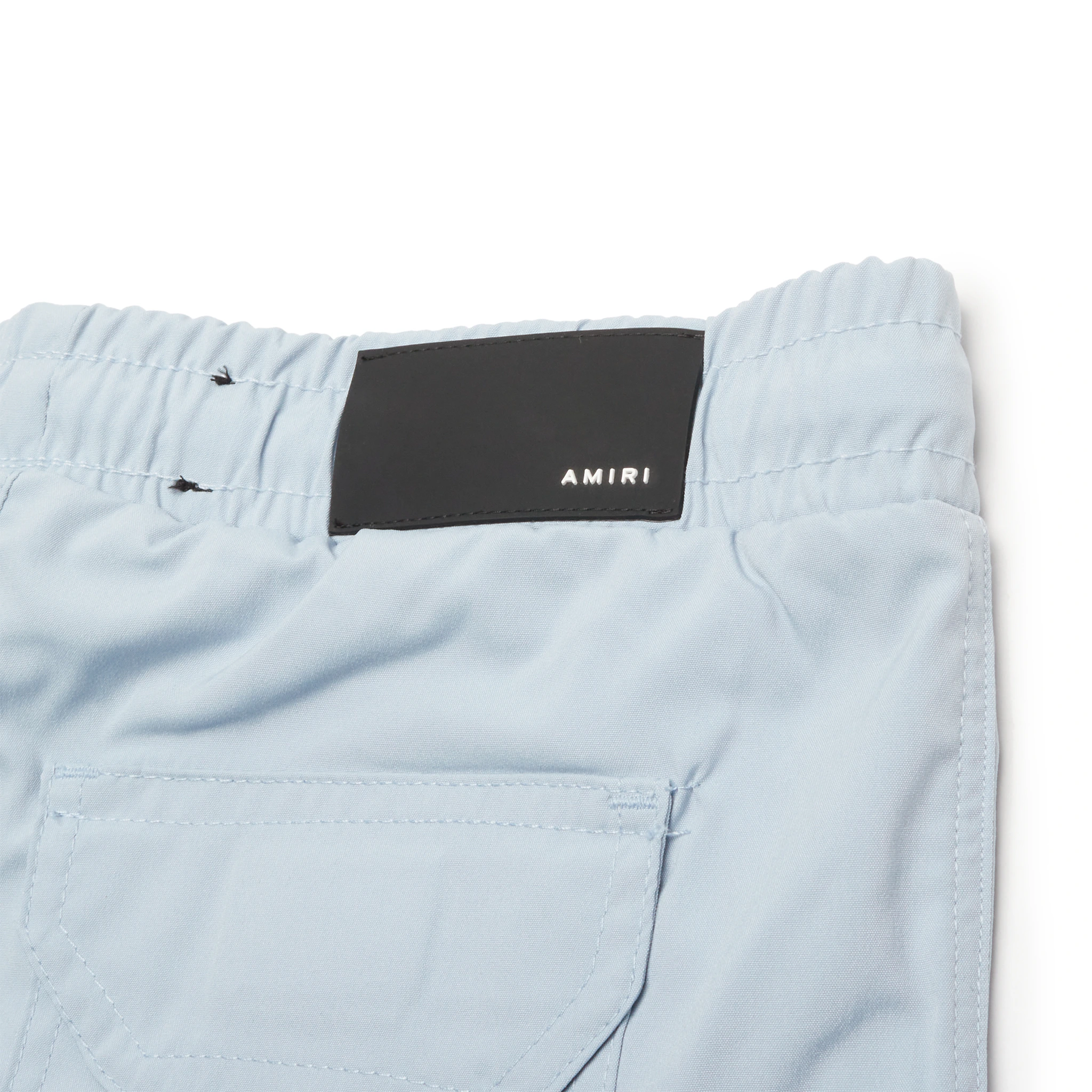 Back detail view of Amiri Kids MA Bar Dusty Blue Swim Trunks PF22KJB002-420