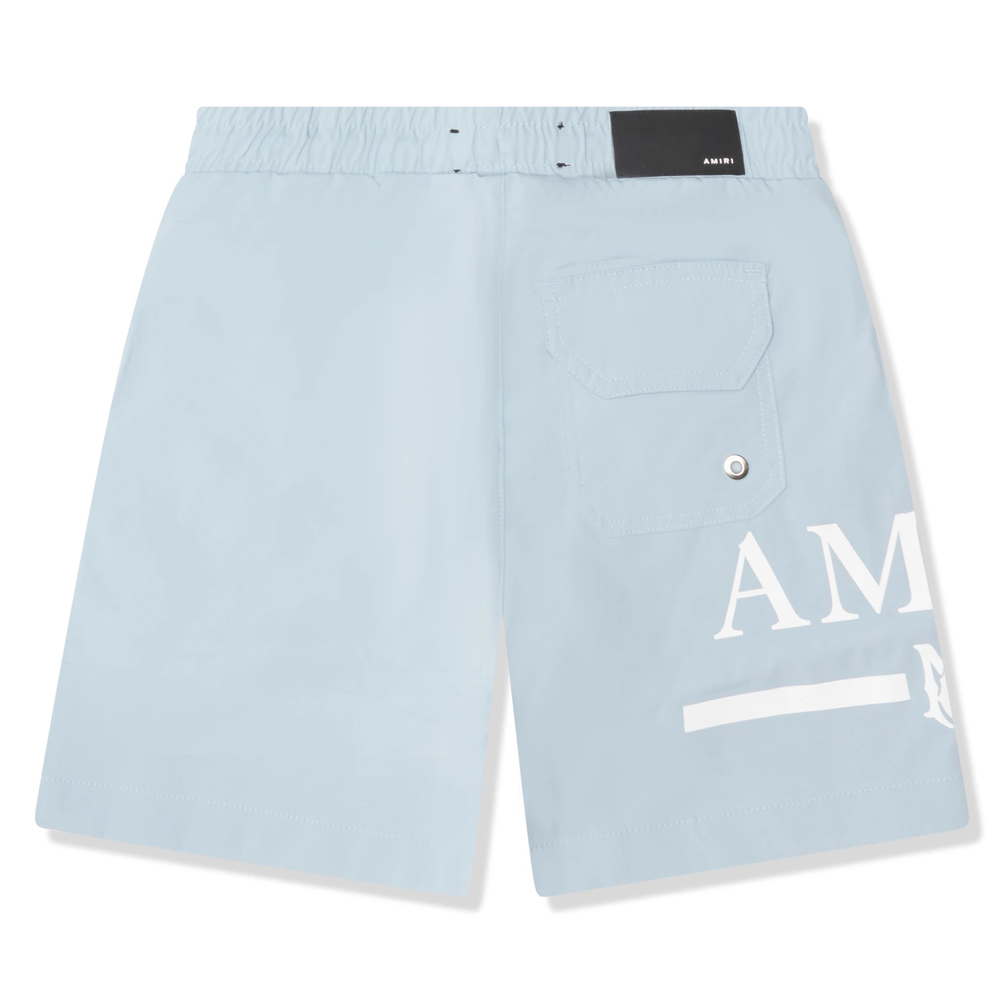 Back view of Amiri Kids MA Bar Dusty Blue Swim Trunks PF22KJB002-420