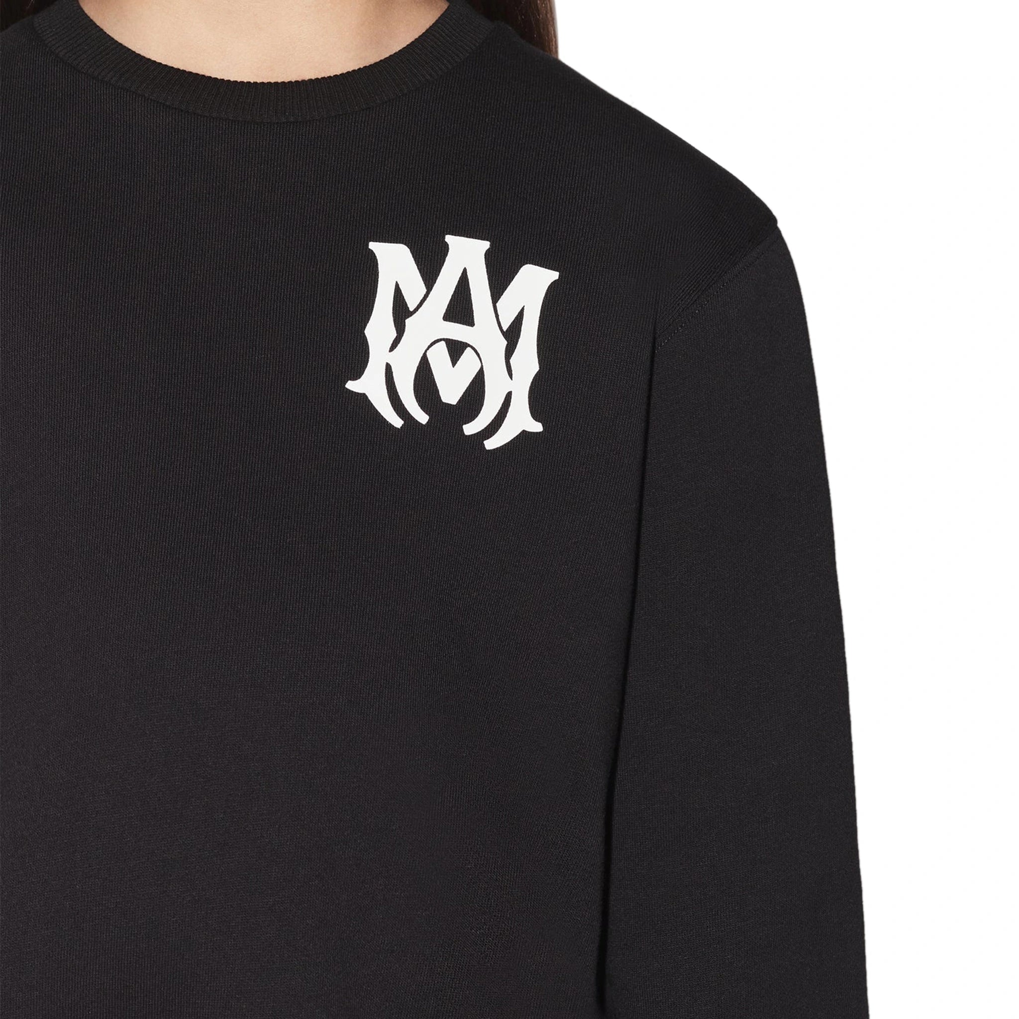 Model chest view of Amiri Kids MA Black Sweatshirt PF22KJL005-001