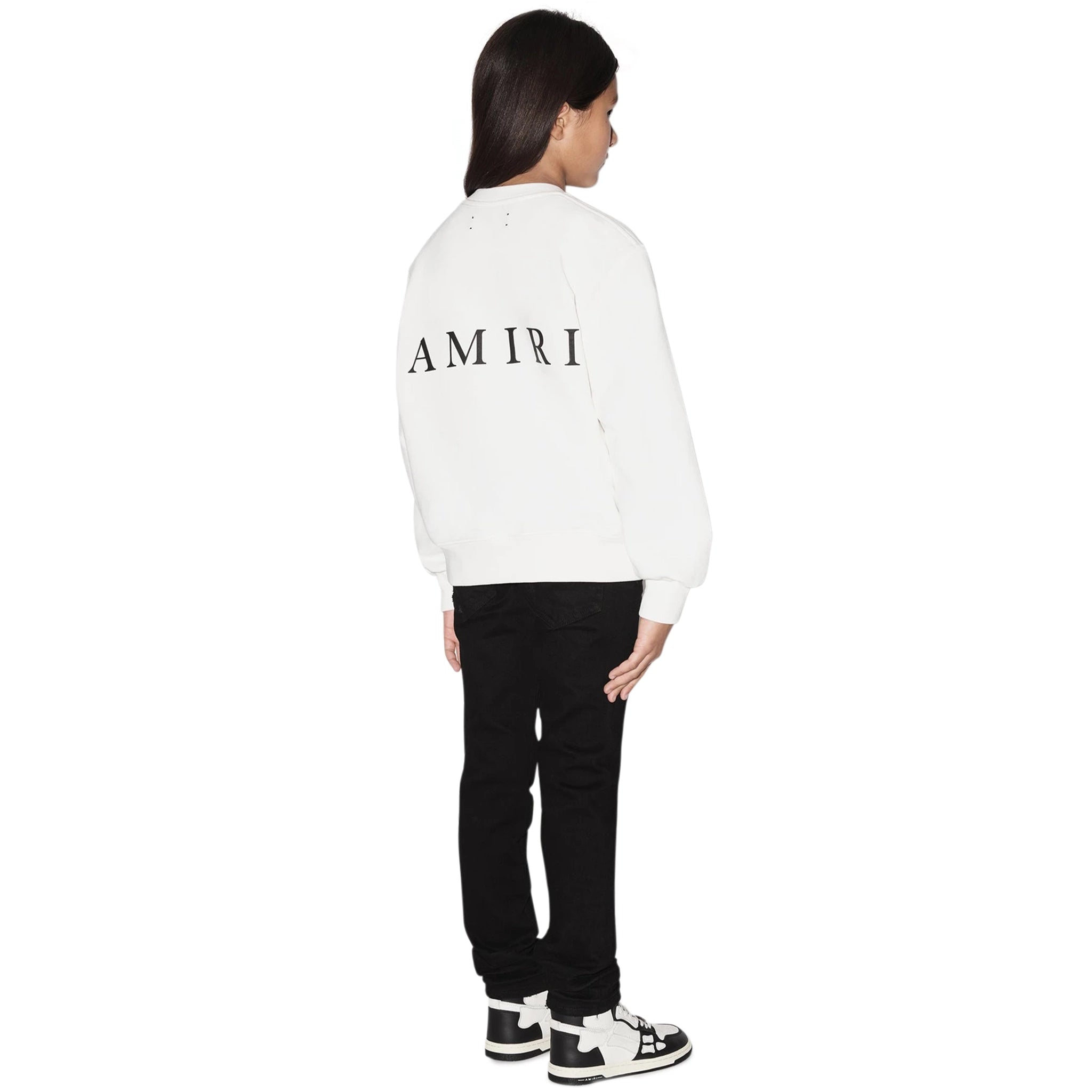 Model back view of Amiri Kids MA White Sweatshirt PF22KJL005-100