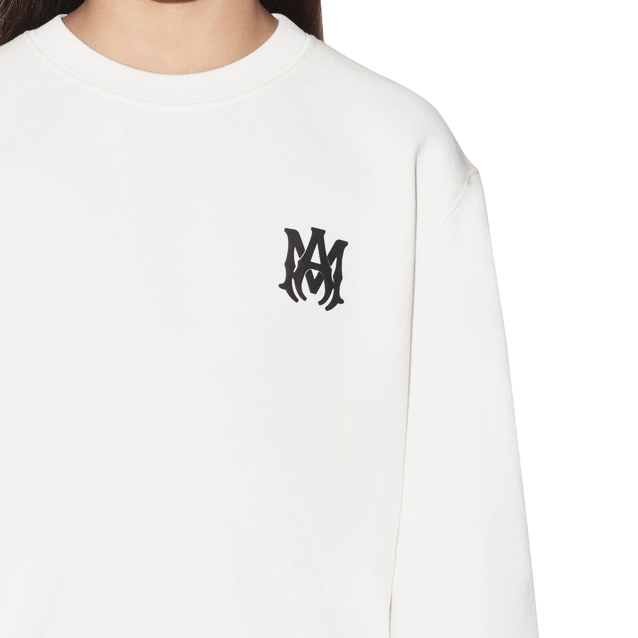 Model chest view of Amiri Kids MA White Sweatshirt PF22KJL005-100