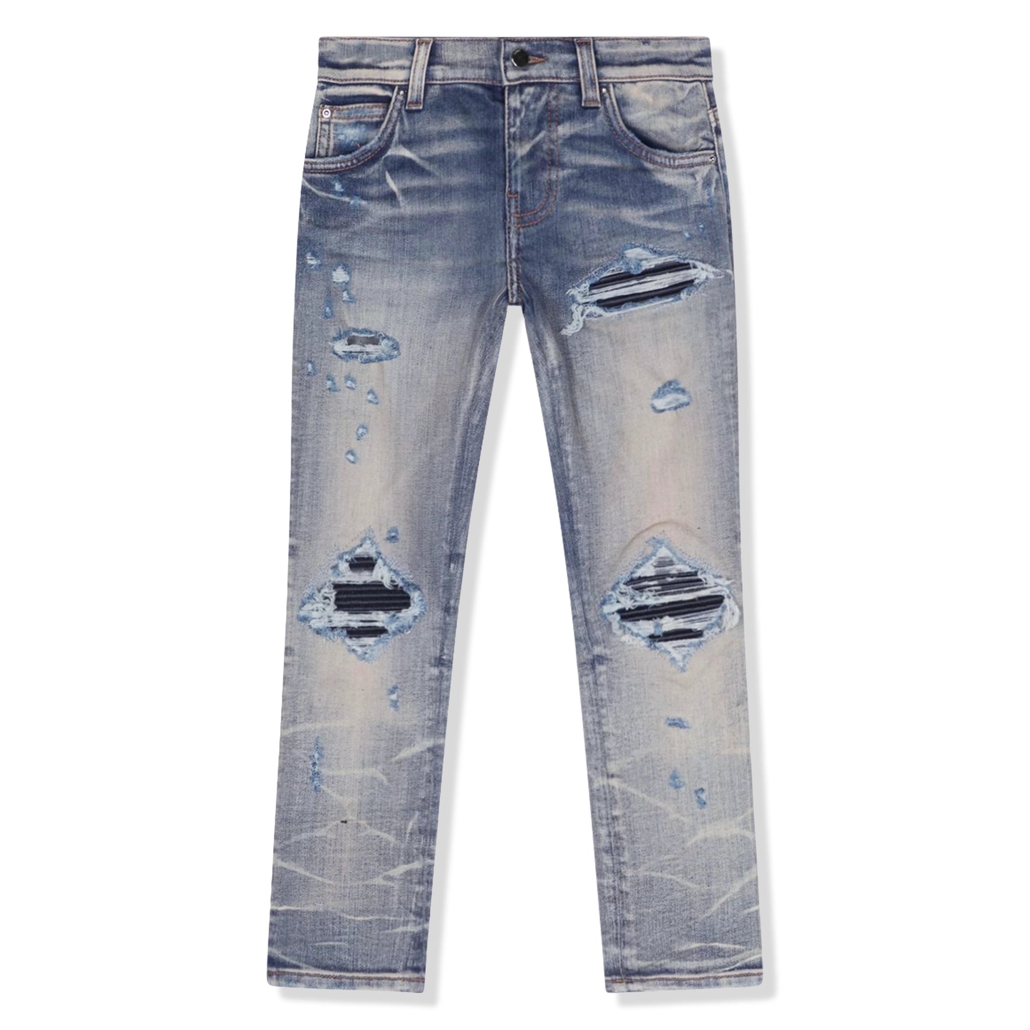 Front view of Amiri Kids MX1 Clay Indigo Jeans PF22KDS034-408