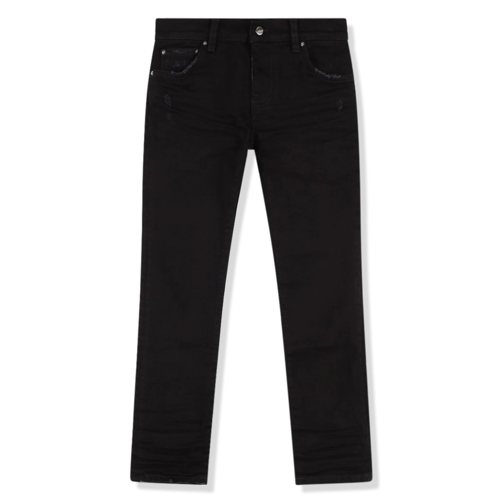 Front view of Amiri Kids Stack Black Jeans PF22KDS004-018