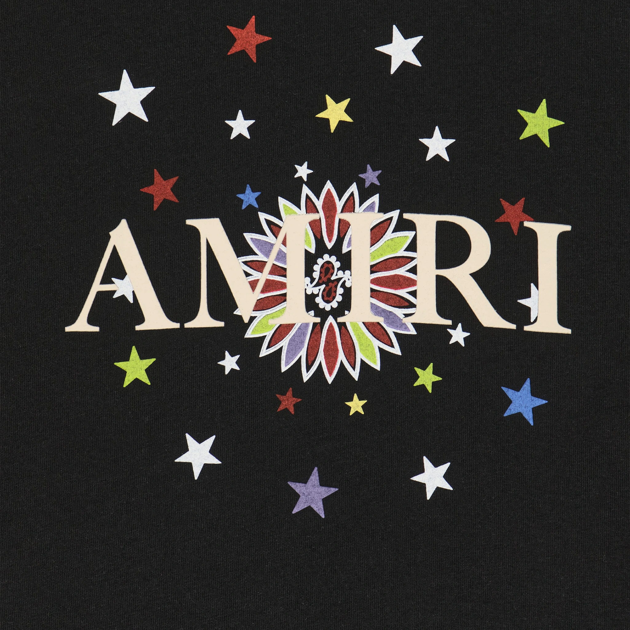 Logo view of Amiri Kids Star Graphic Black T Shirt PS23KJT005-001