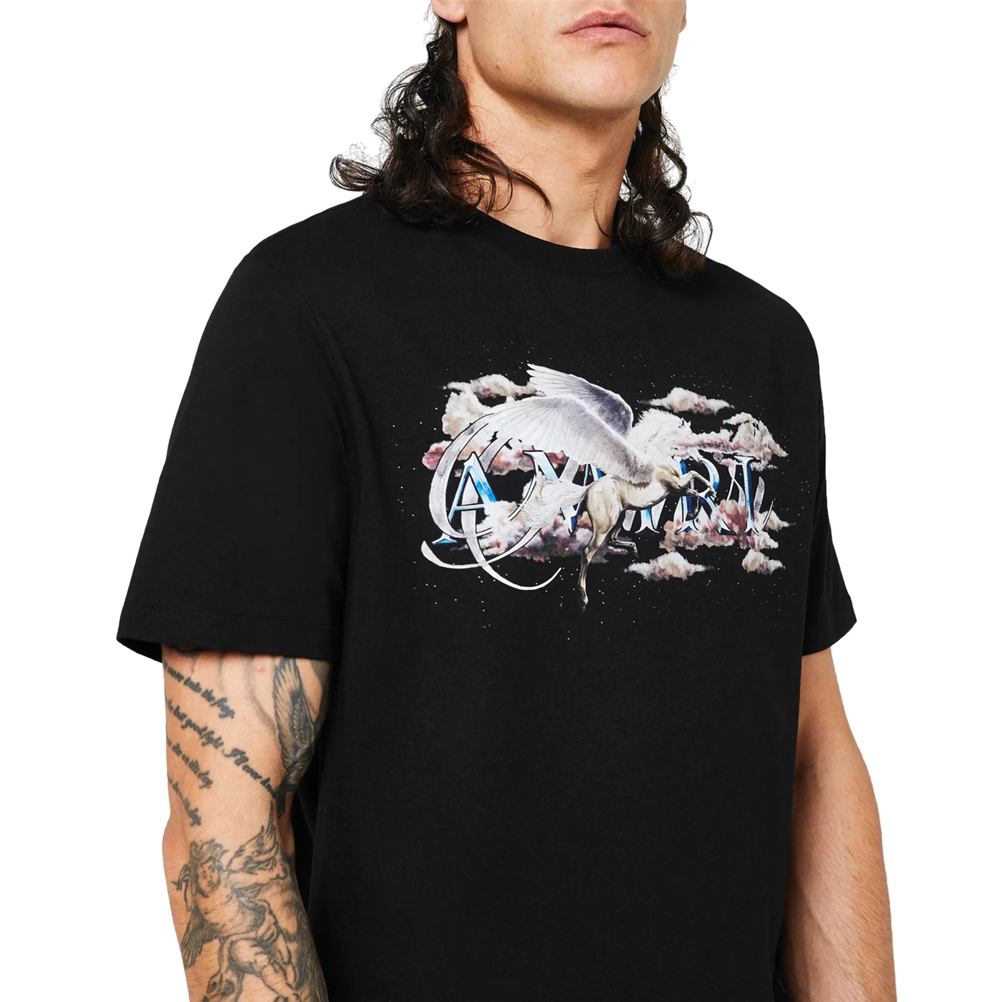 Amiri Pegasus Script Logo Black T Shirt