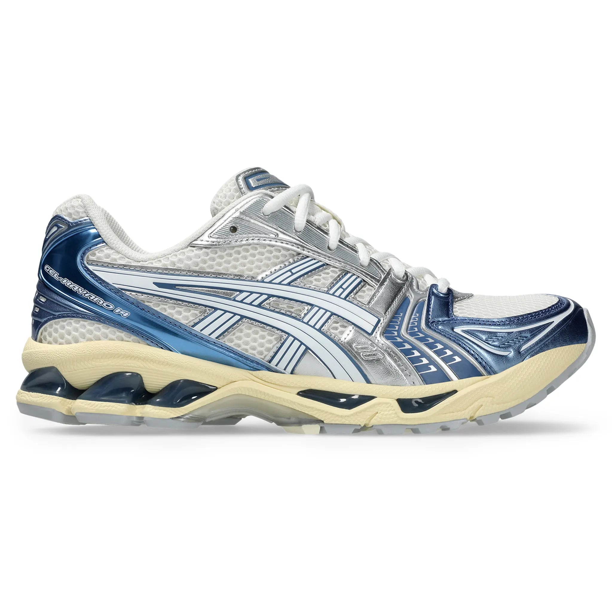 Side view of ASICS Gel-Kayano 14 Cream Denim Blue 1203A537-102