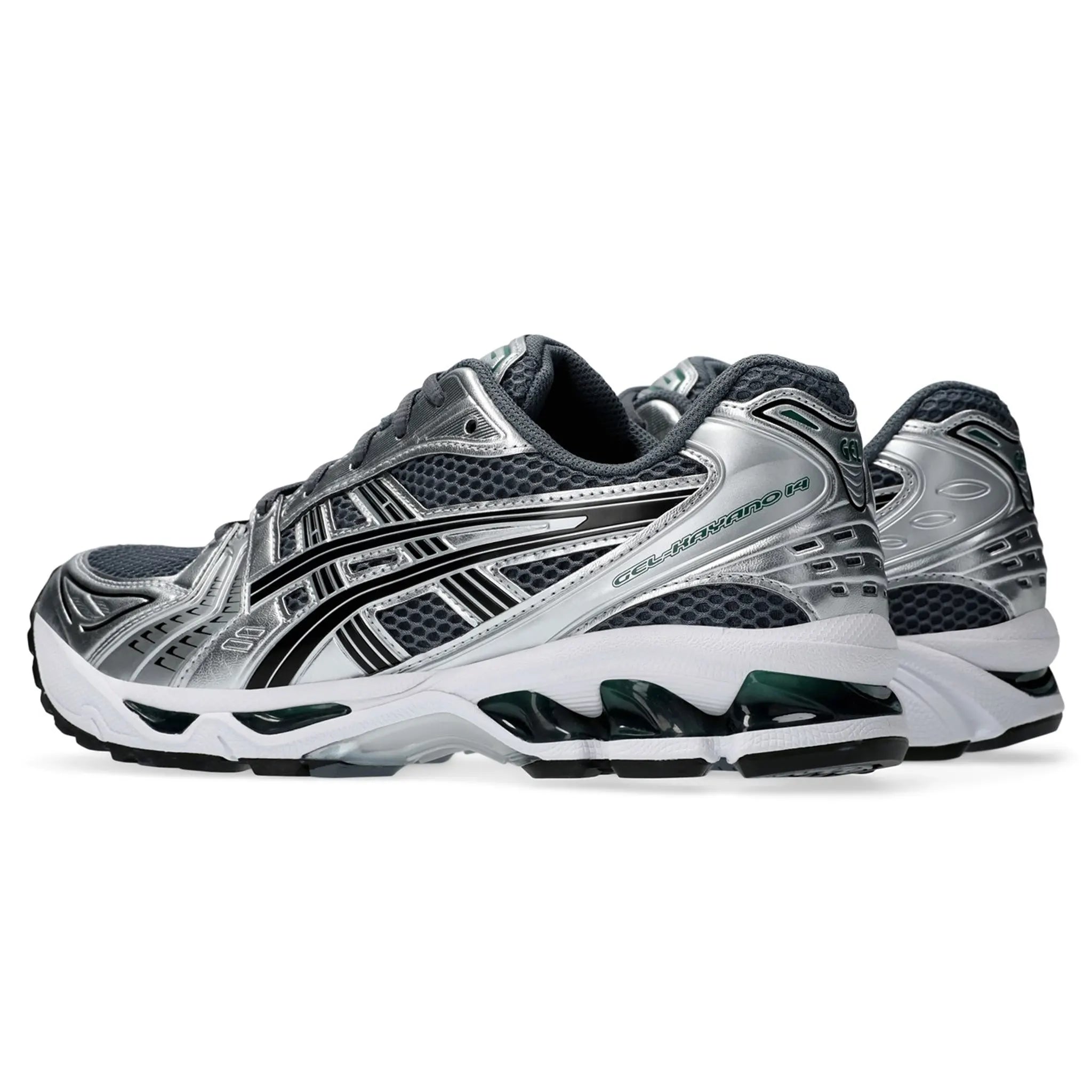 Back side view of ASICS Gel-Kayano 14 Metropolis Jasper Green 1203A537-020