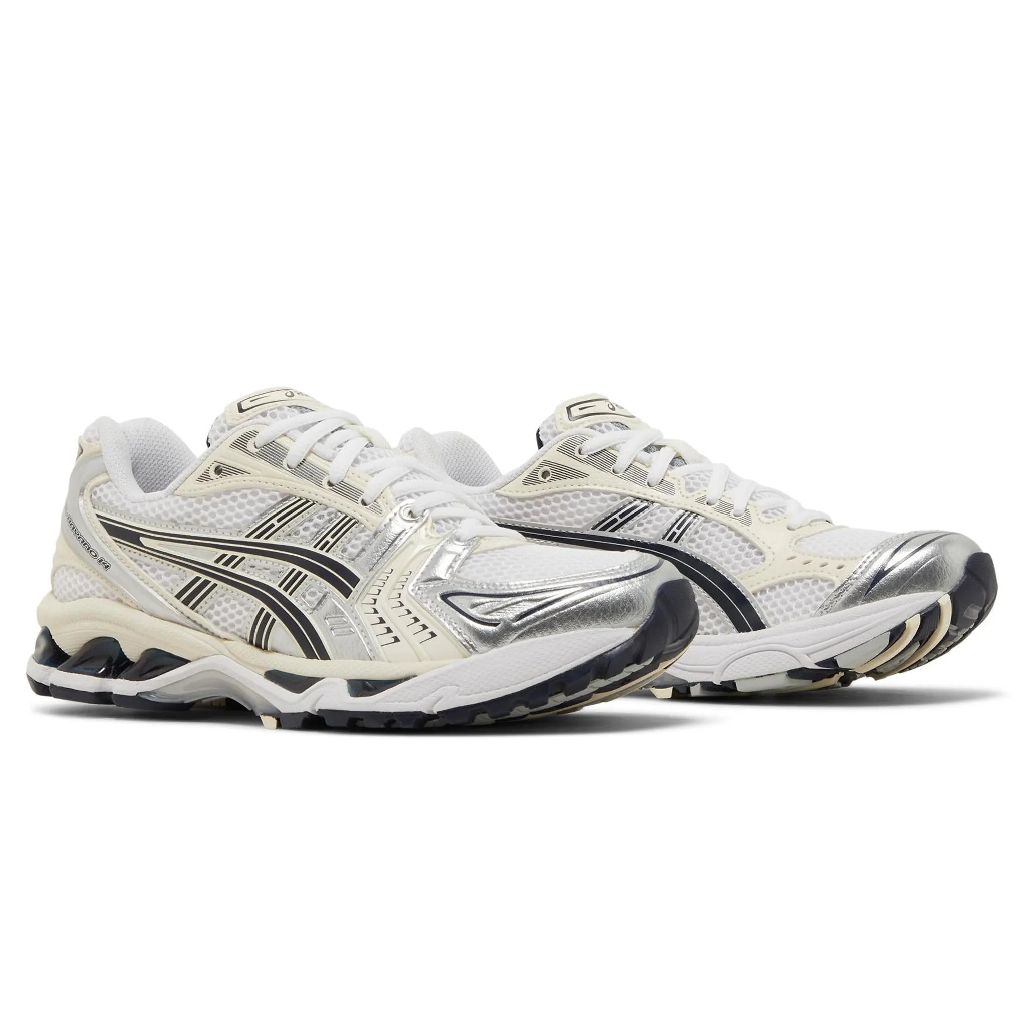 Front side view of asics Women Gel Kayano 14 White Midnight (W) 1202A056-109