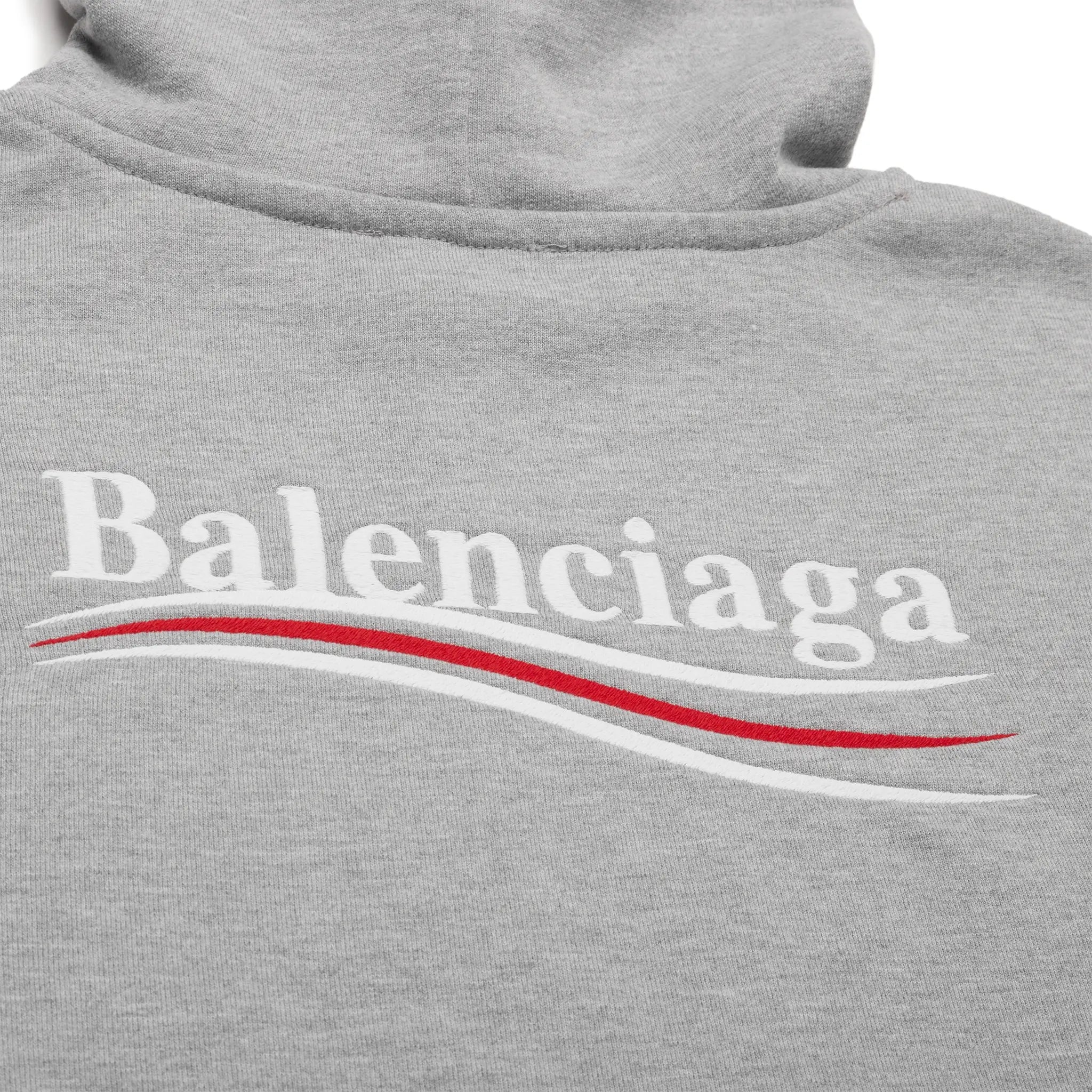 Back view of Balenciaga Political Grey Hoodie 600583TKVI91379