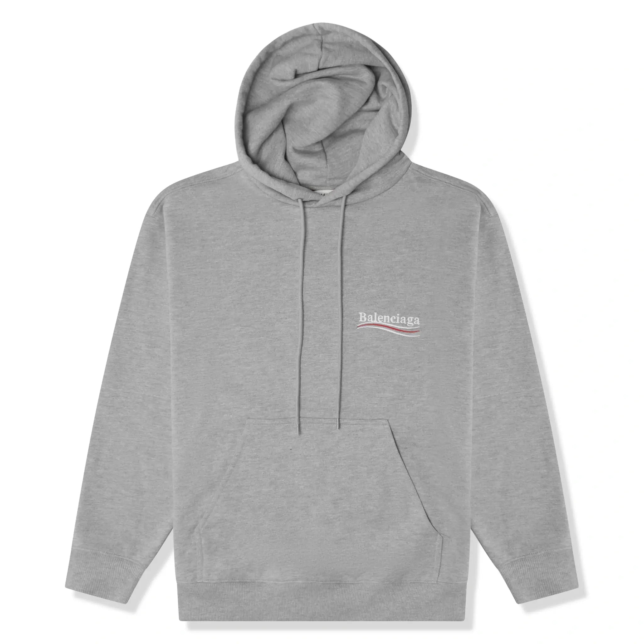 Front view of Balenciaga Political Grey Hoodie 600583TKVI91379