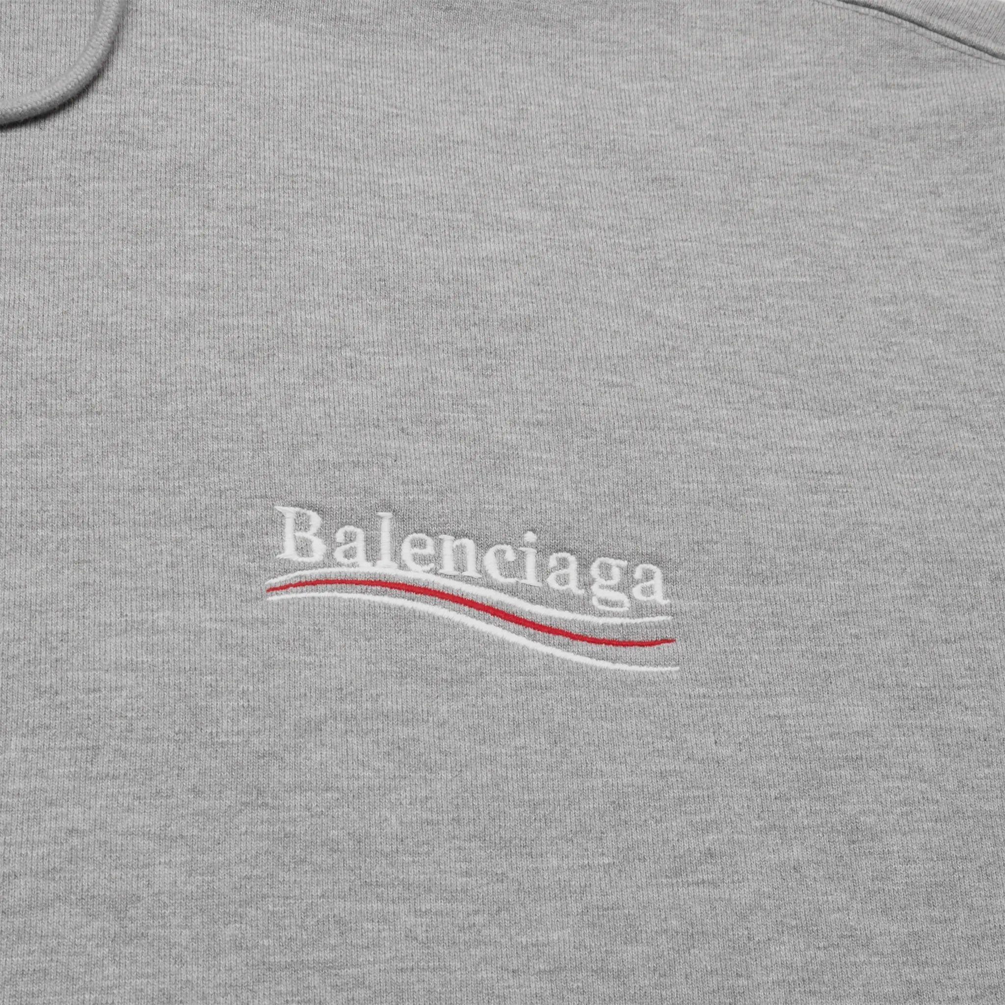 logo view of Balenciaga Political Grey Hoodie 600583TKVI91379