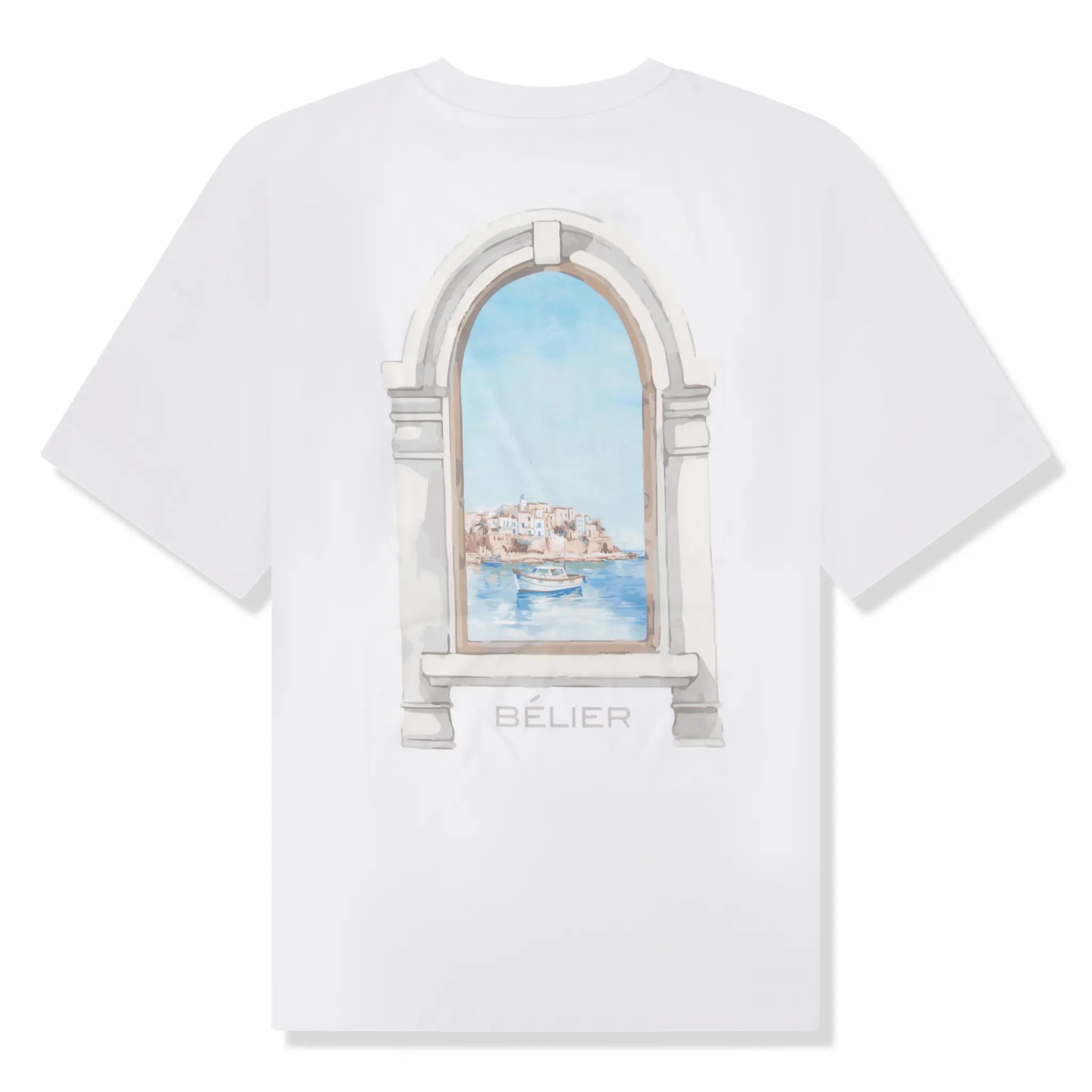 Back view of Belier Arch View White T Shirt BM-214