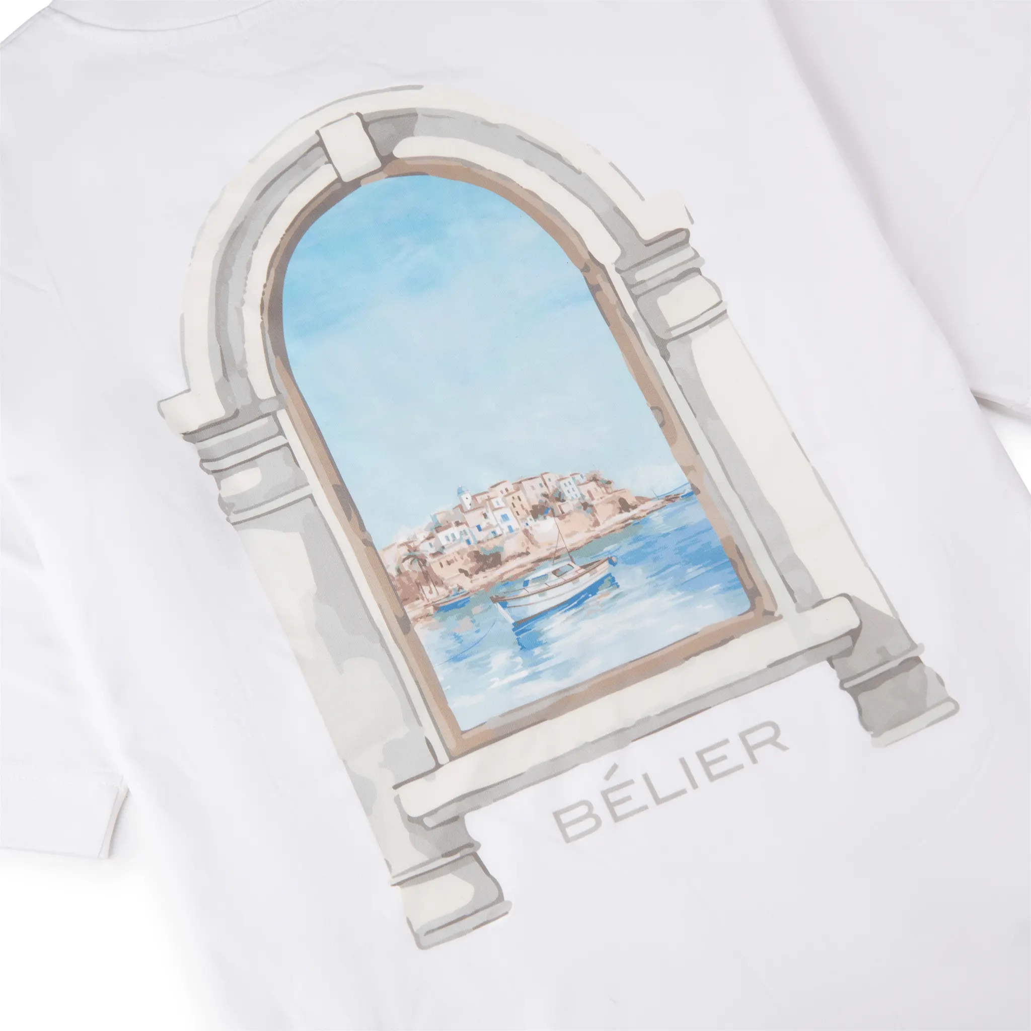 Detail view of Belier Arch View White T Shirt BM-214