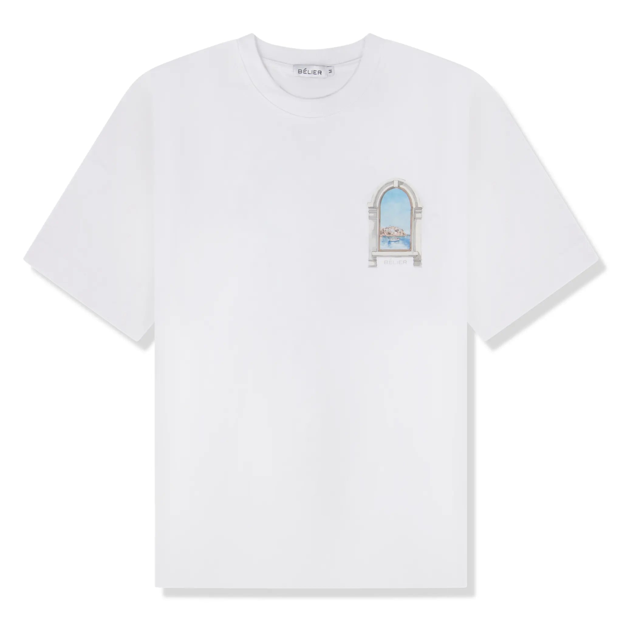 Front view of Belier Arch View White T Shirt BM-214