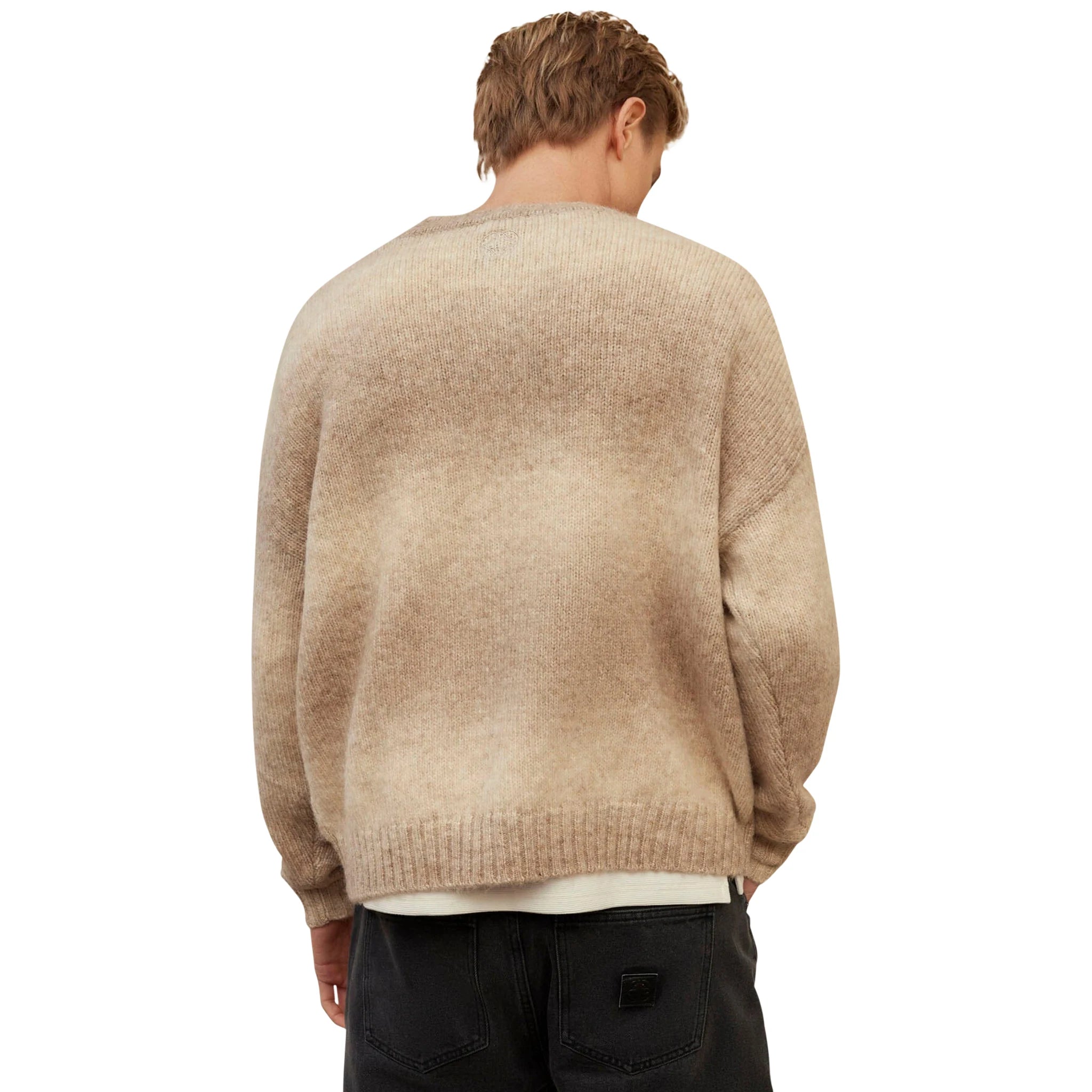 Model back view of Belier Beige Ombre Knit Sweatshirt