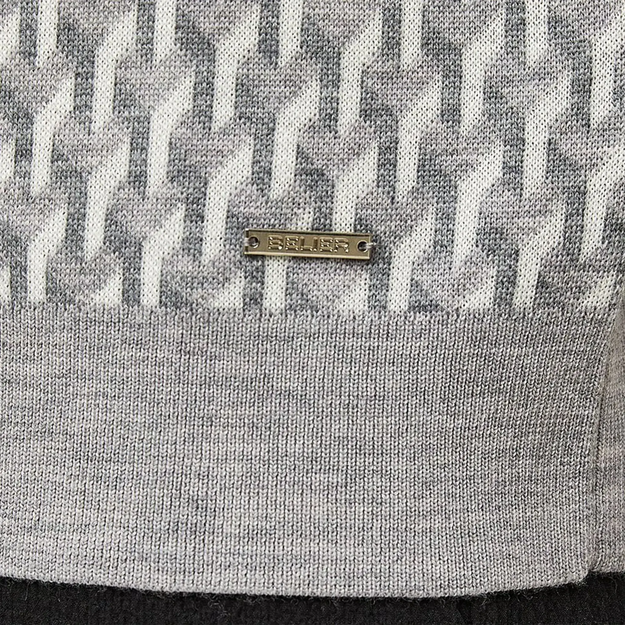 Model detail view of Belier Illusion Knit Grey Polo Shirt 4107289