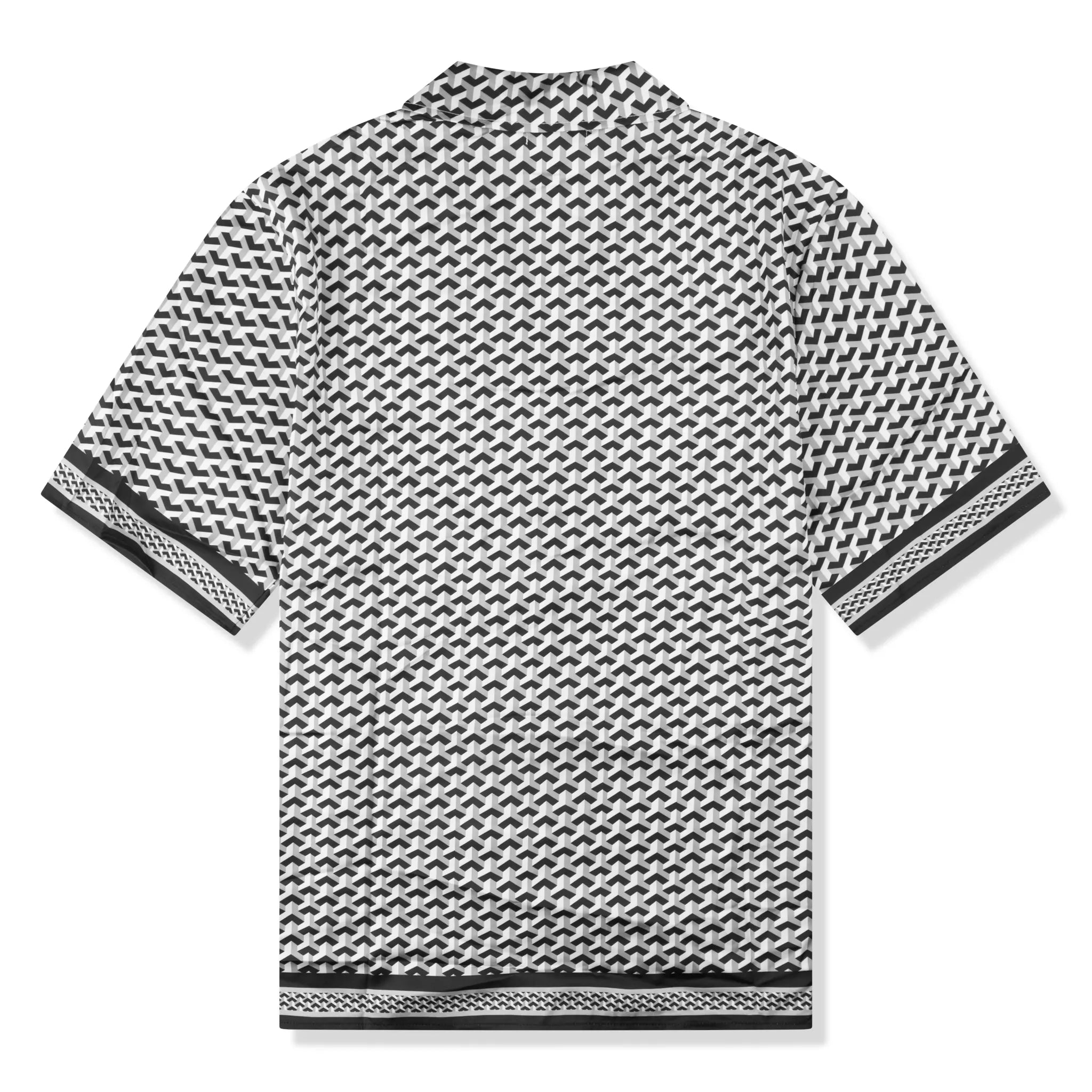 Back view of Belier Illusion Print Contrast Panel Monochrome Resort Shirt BM-181