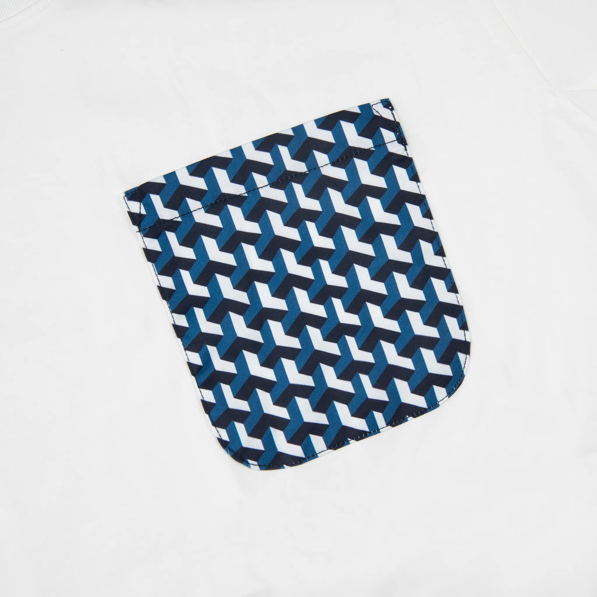 Pocket view of Belier Illusion Print White Light Blue Pocket T Shirt BM-192