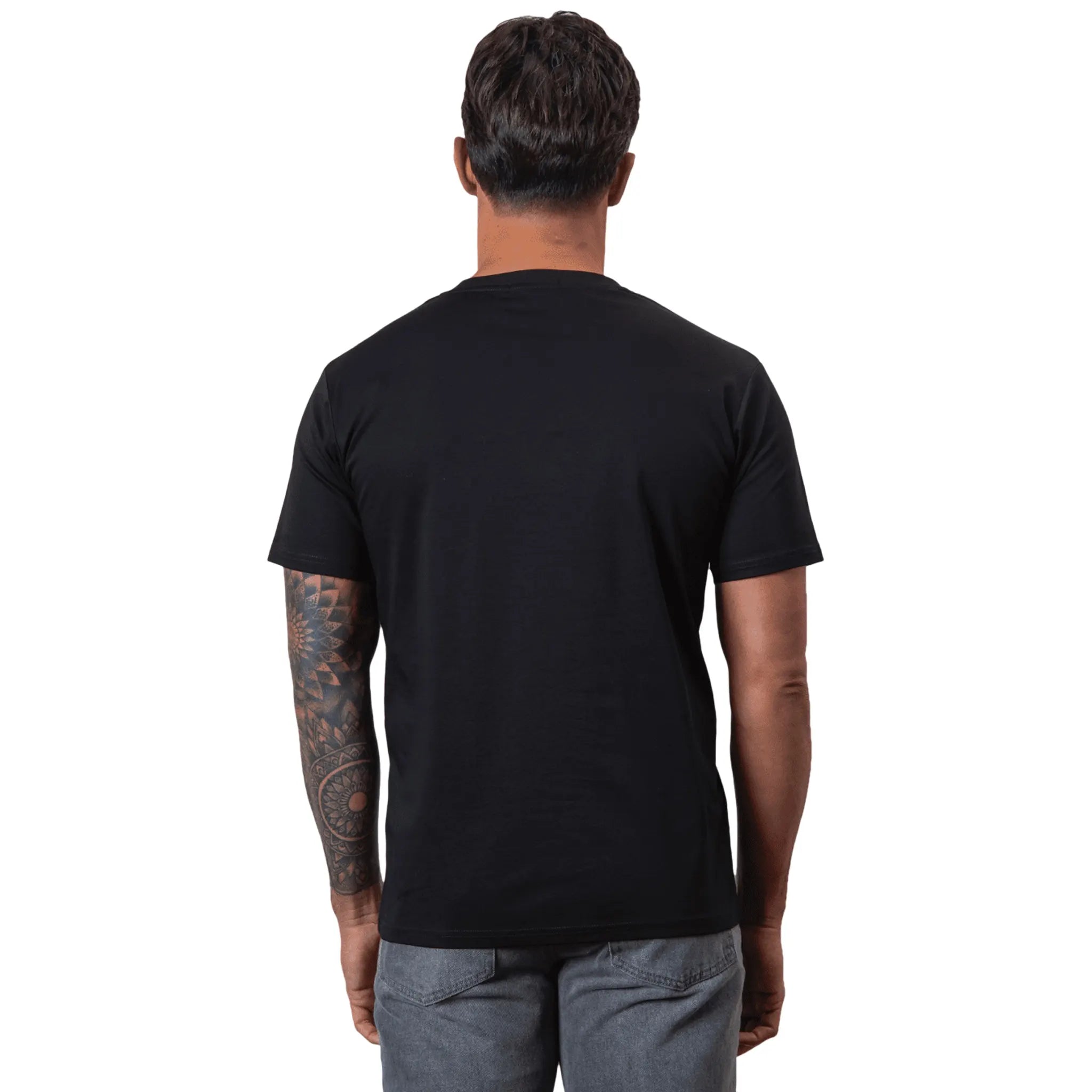 Back Detail view of Belier Mercerised Cotton Short Sleeve Premium Black T Shirt BM-125