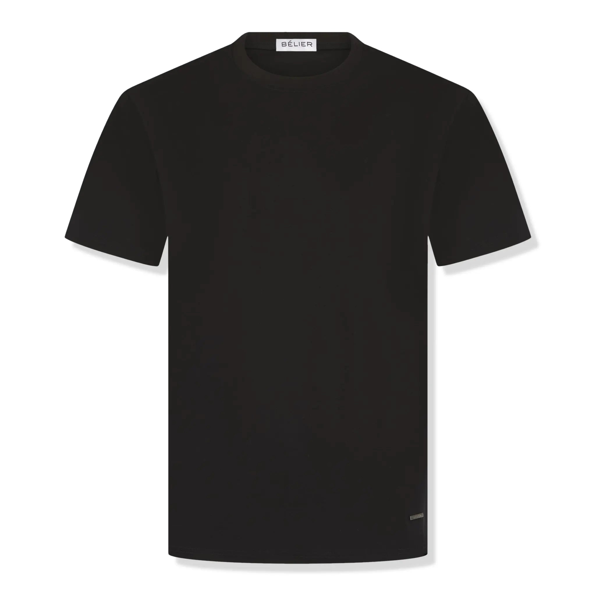 Front view of Belier Mercerised Cotton Short Sleeve Premium Black T Shirt BM-125