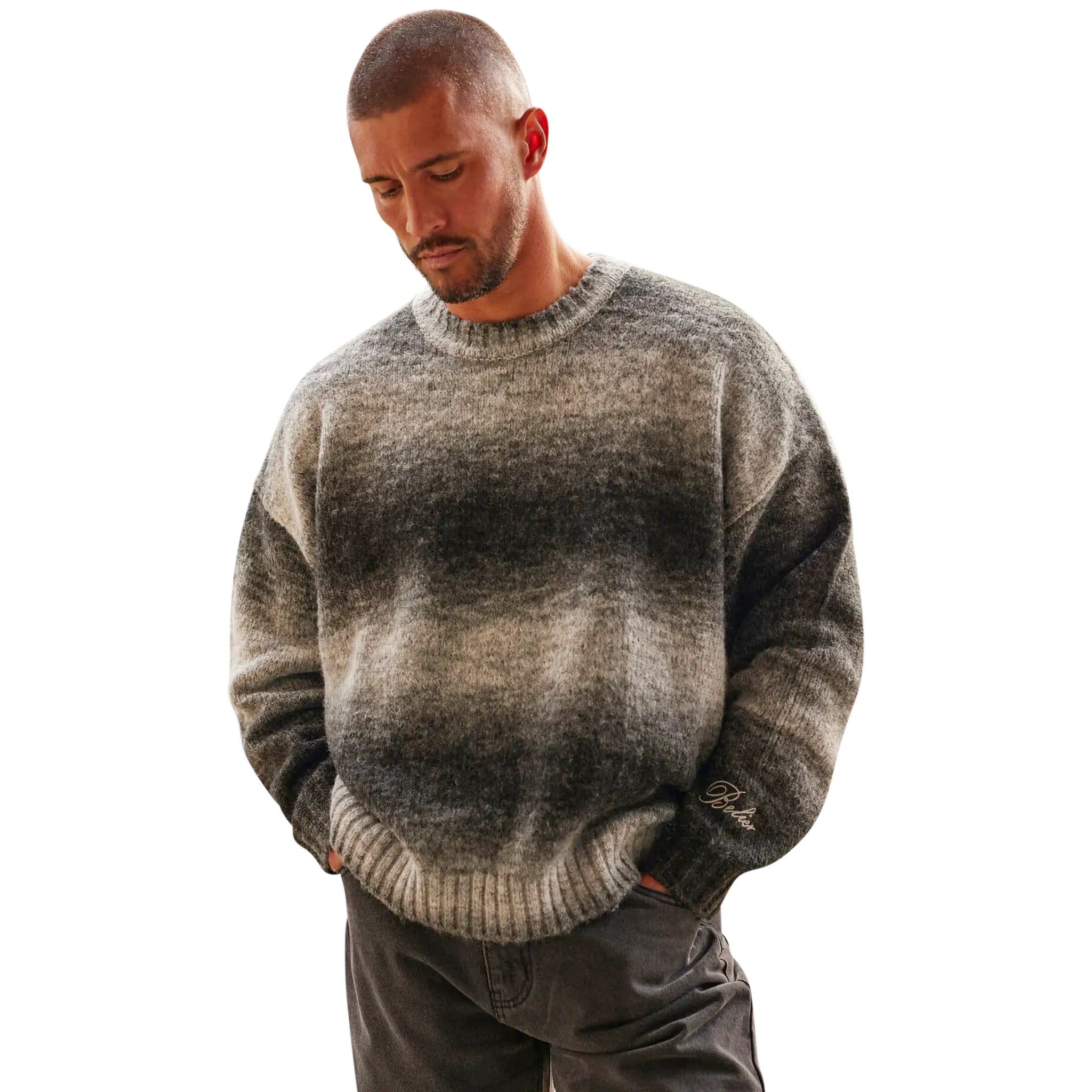 Front view of Belier Monochrome Ombre Oversized Knit Jumper 