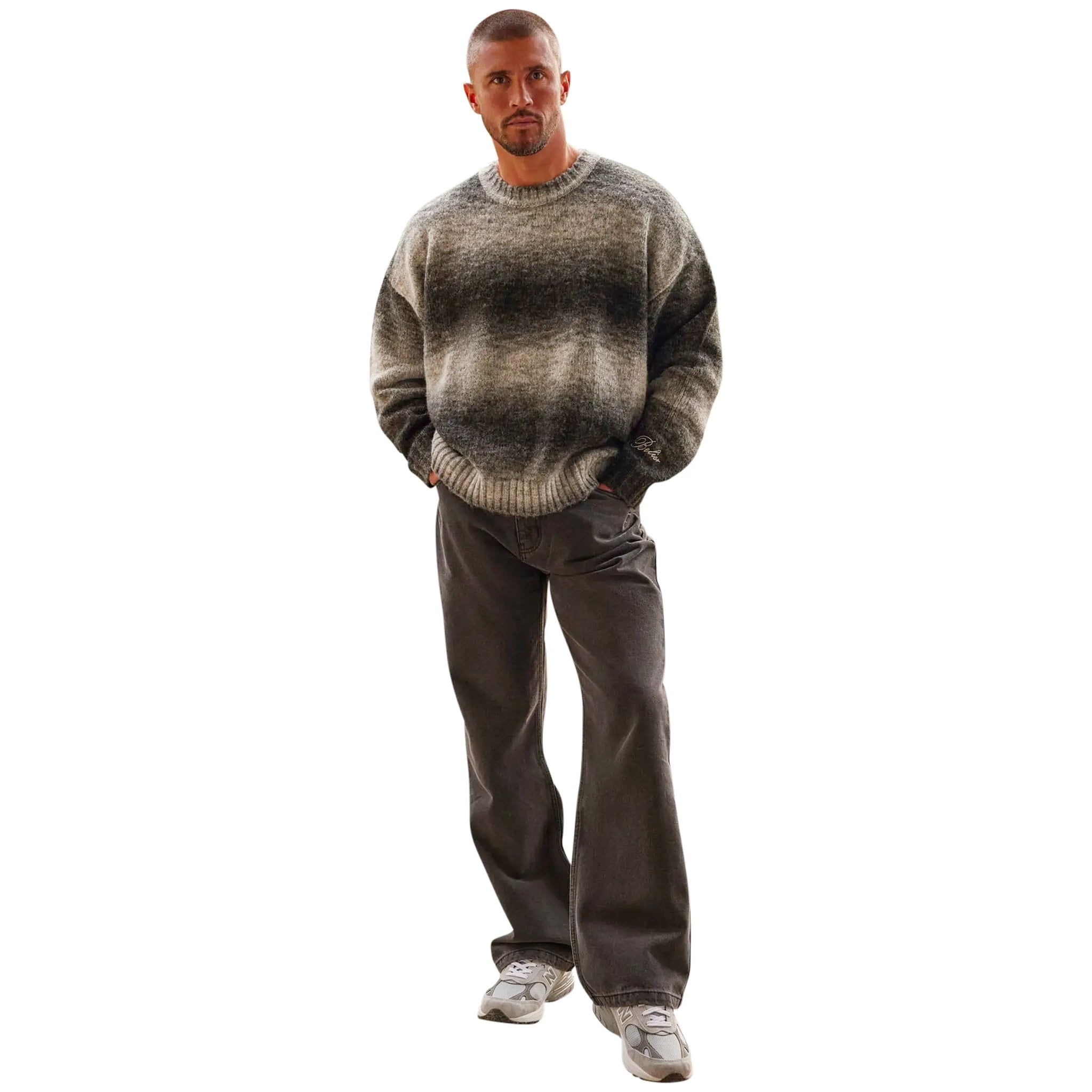 Model front view of Belier Monochrome Ombre Oversized Knit Jumper 