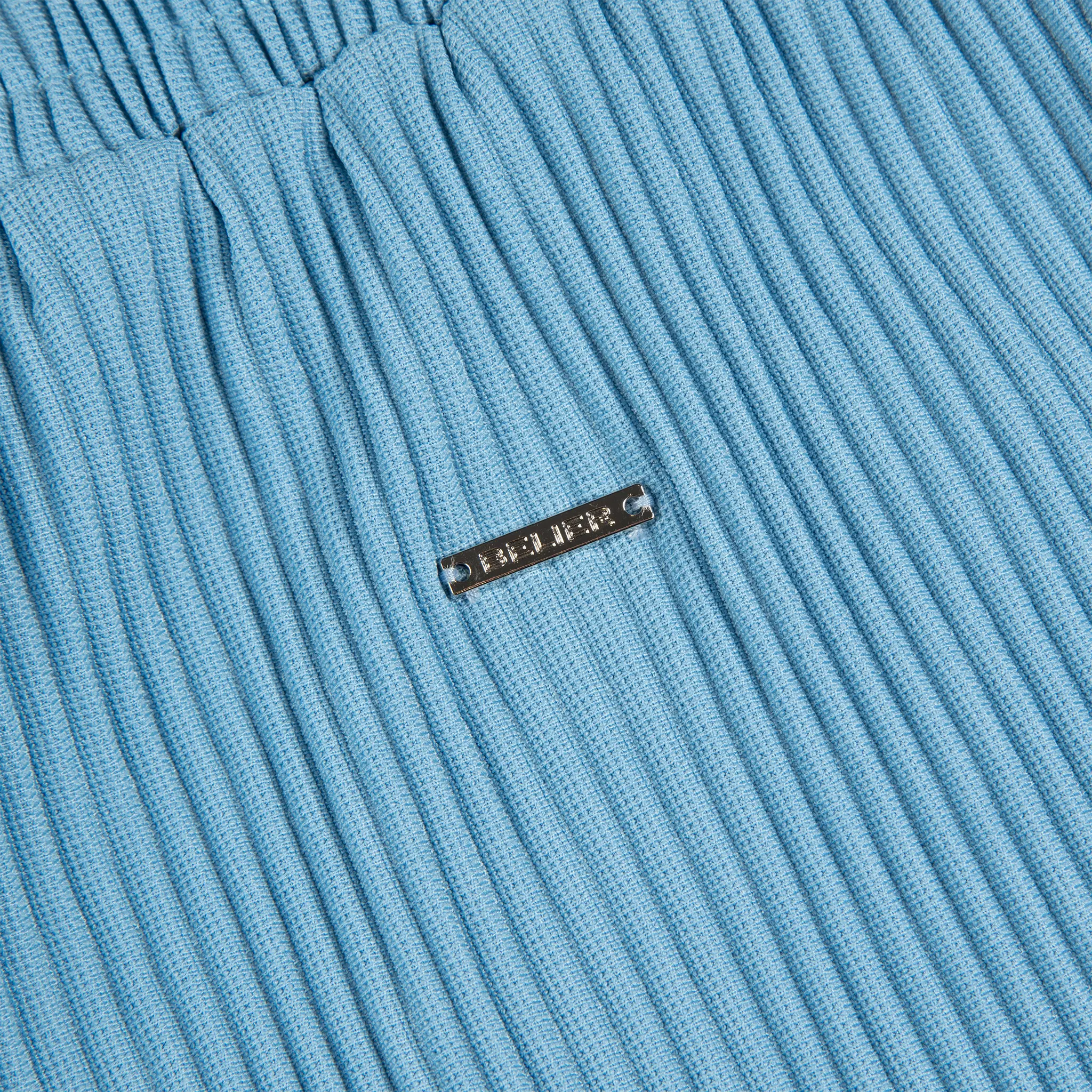 Detail view of Belier Pleated Light Blue Shorts BM-075
