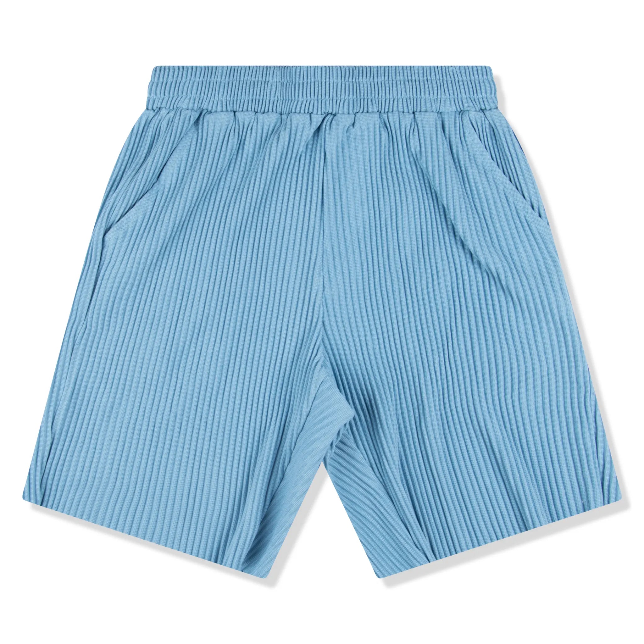 Front view of Belier Pleated Light Blue Shorts BM-075