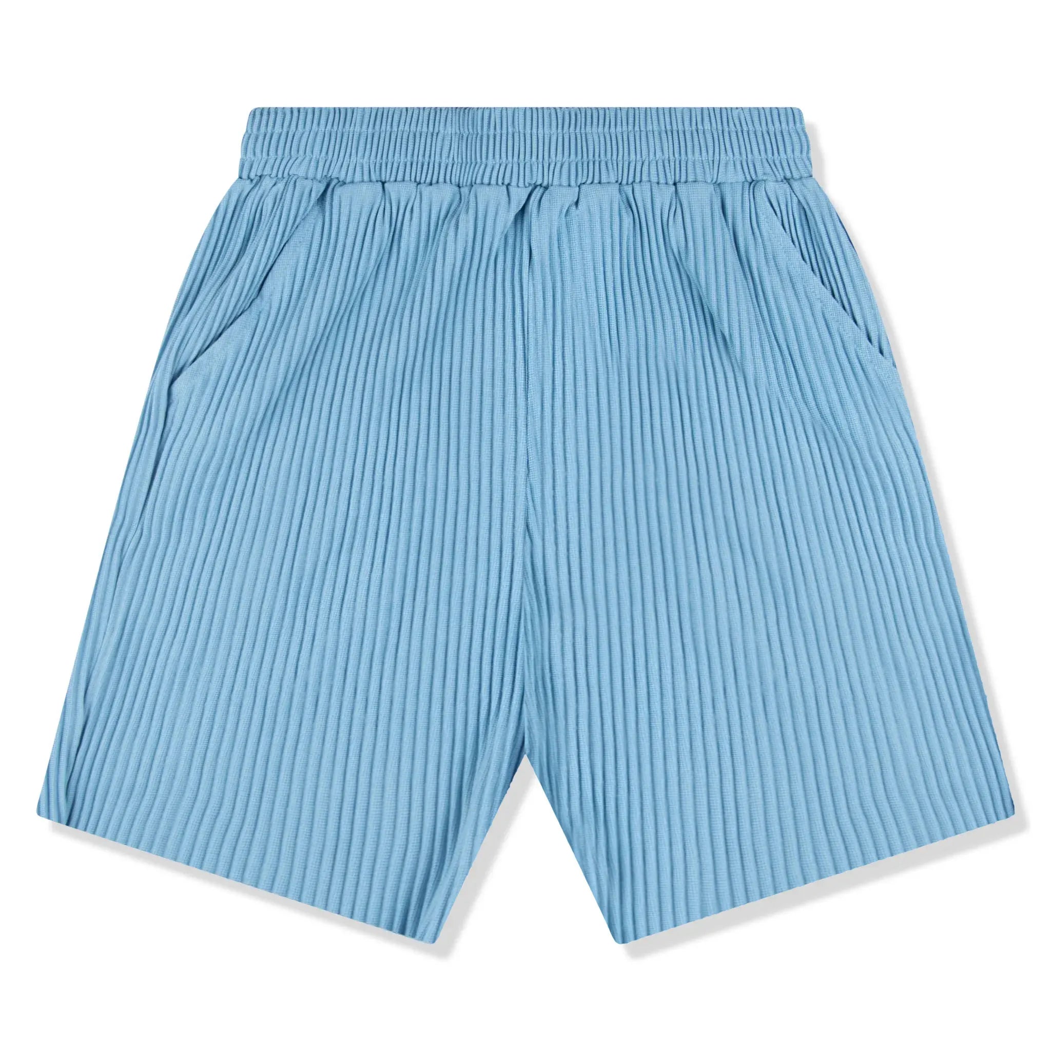 Front view of Belier Pleated Light Blue Shorts BM-075