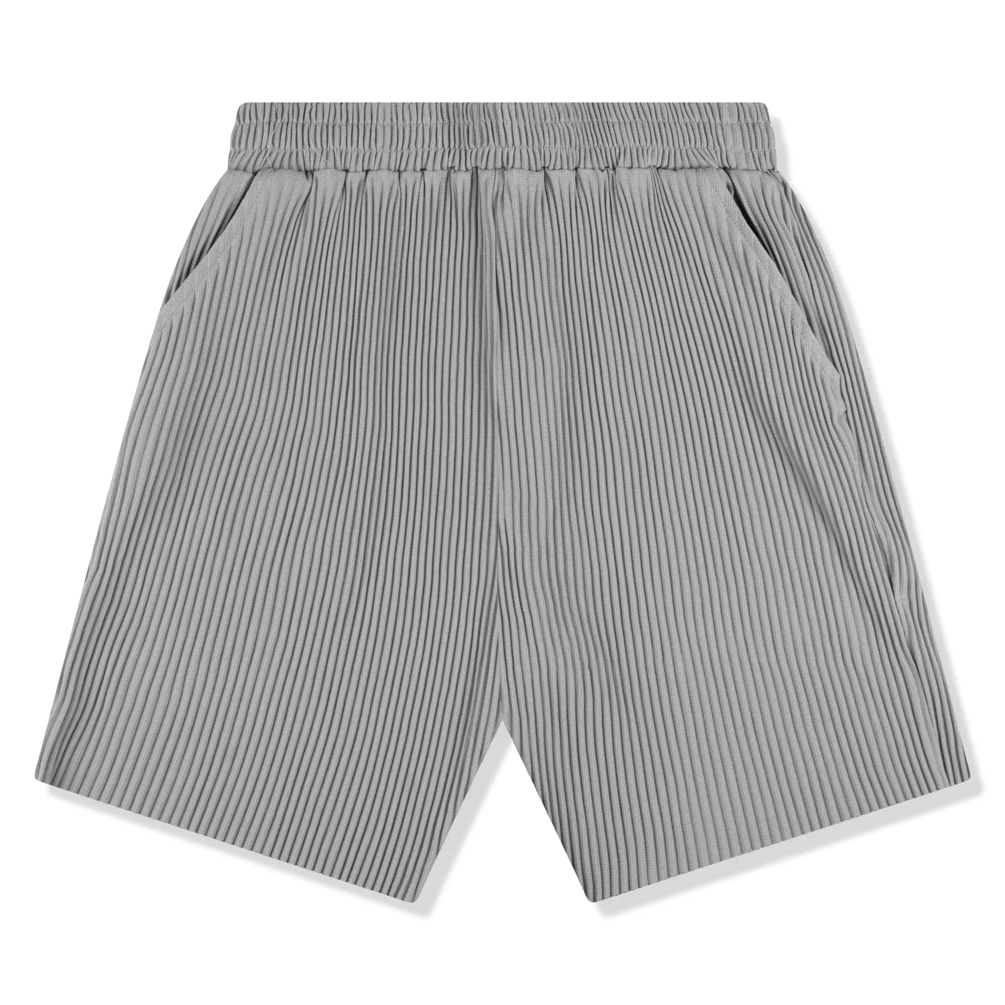 Front view of Belier Pleated Light Grey Shorts BM-075