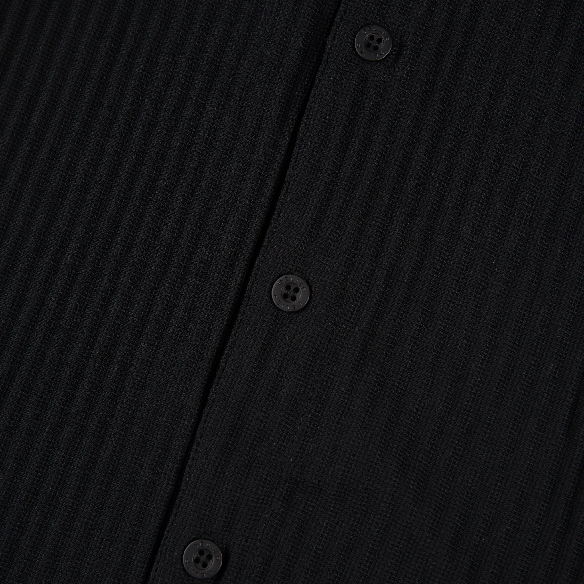 Detail view of Belier Pleated Short Sleeve Black Resort Shirt BM-073