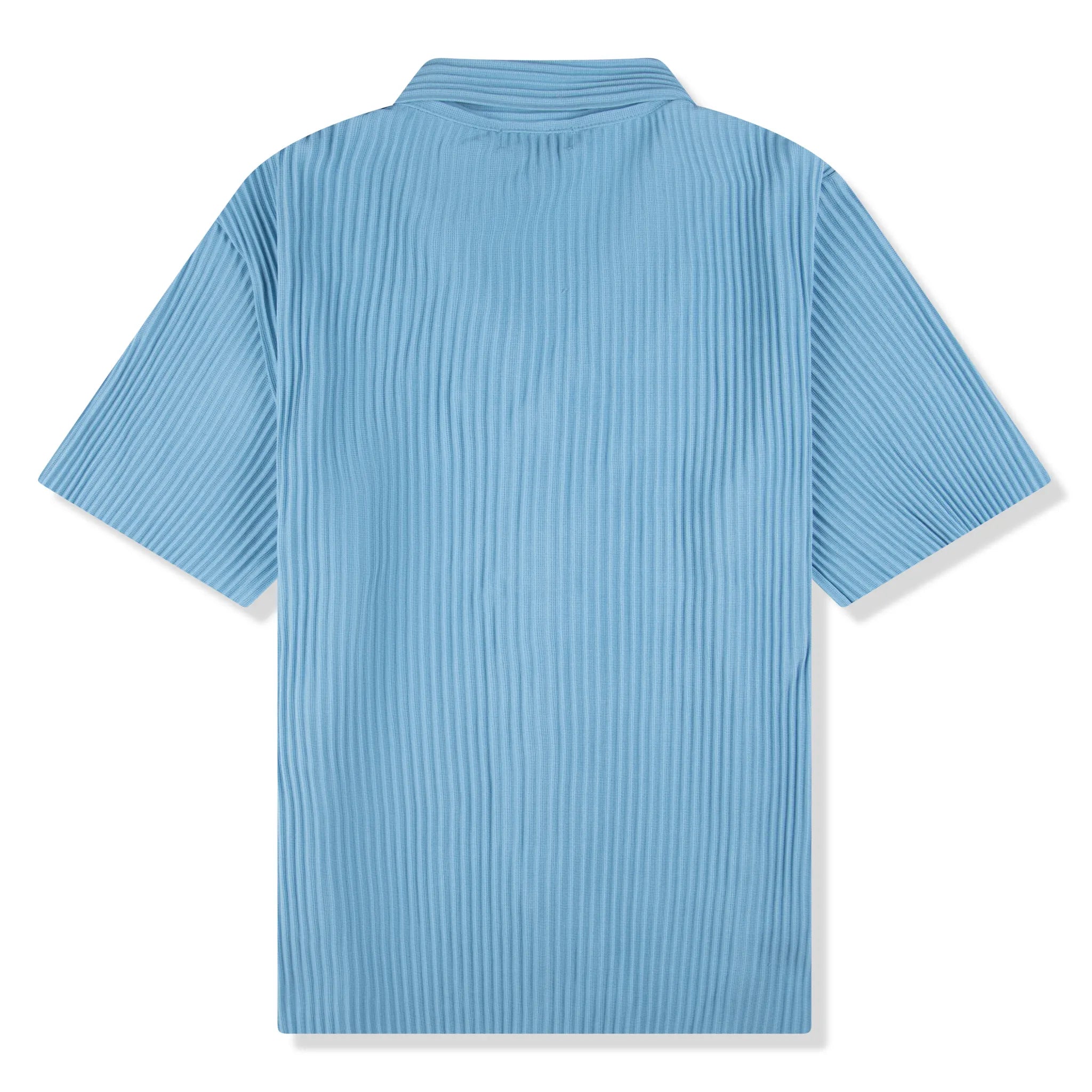 Back view of Belier Pleated Short Sleeve Light Blue Resort Shirt BM-073