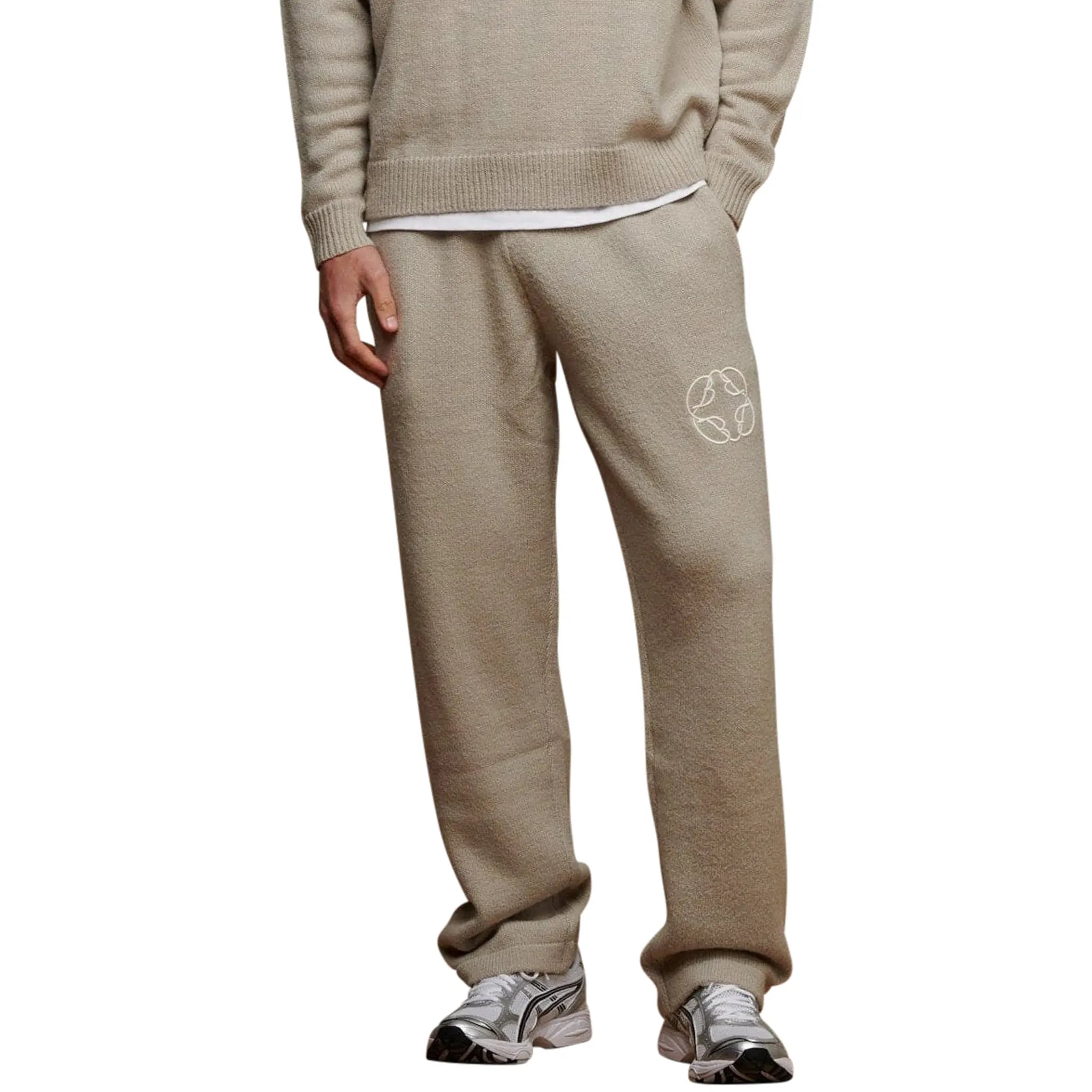 Model front view of Belier Taupe Mohair Knit Sweatpants