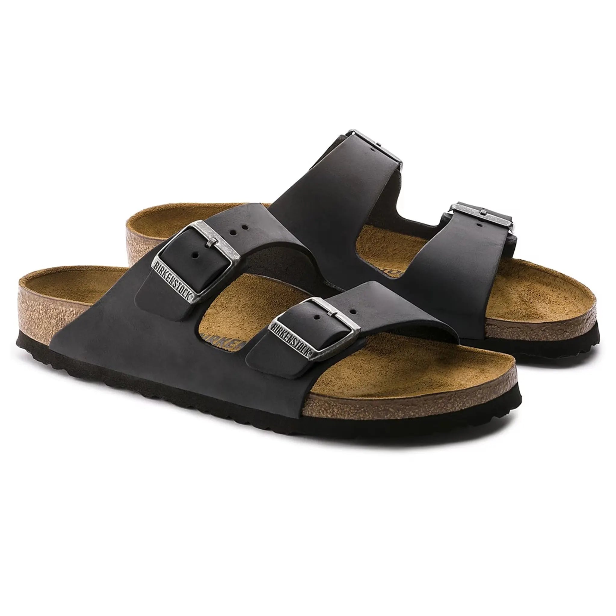 Pair view of Birkenstock Arizona Oiled Sandals Black