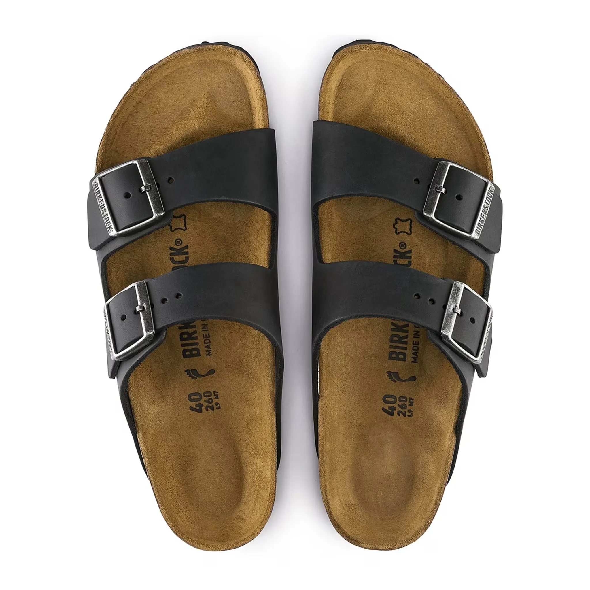 Top view of Birkenstock Arizona Oiled Sandals Black