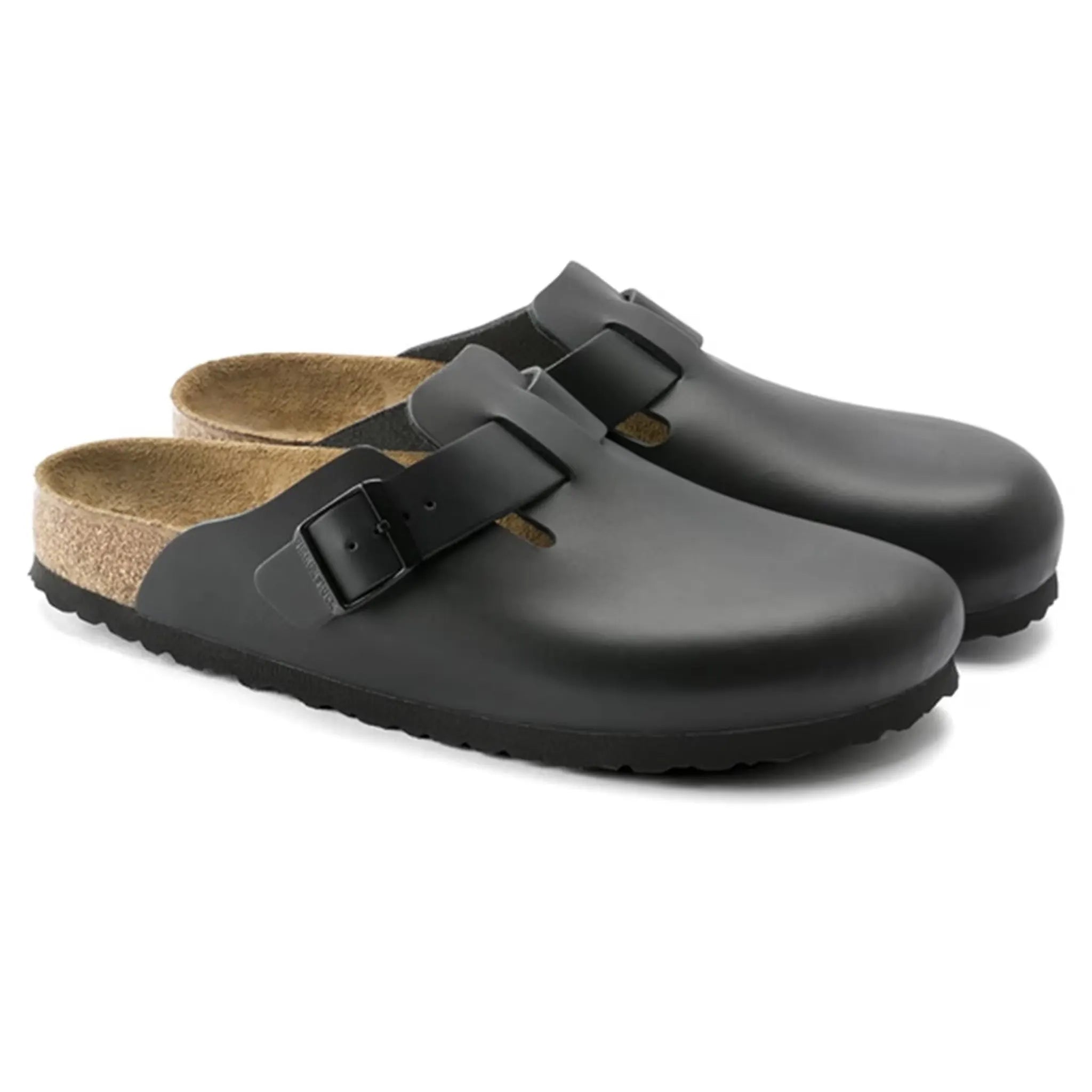 Pair view of Birkenstock Boston Leather Sandals Black