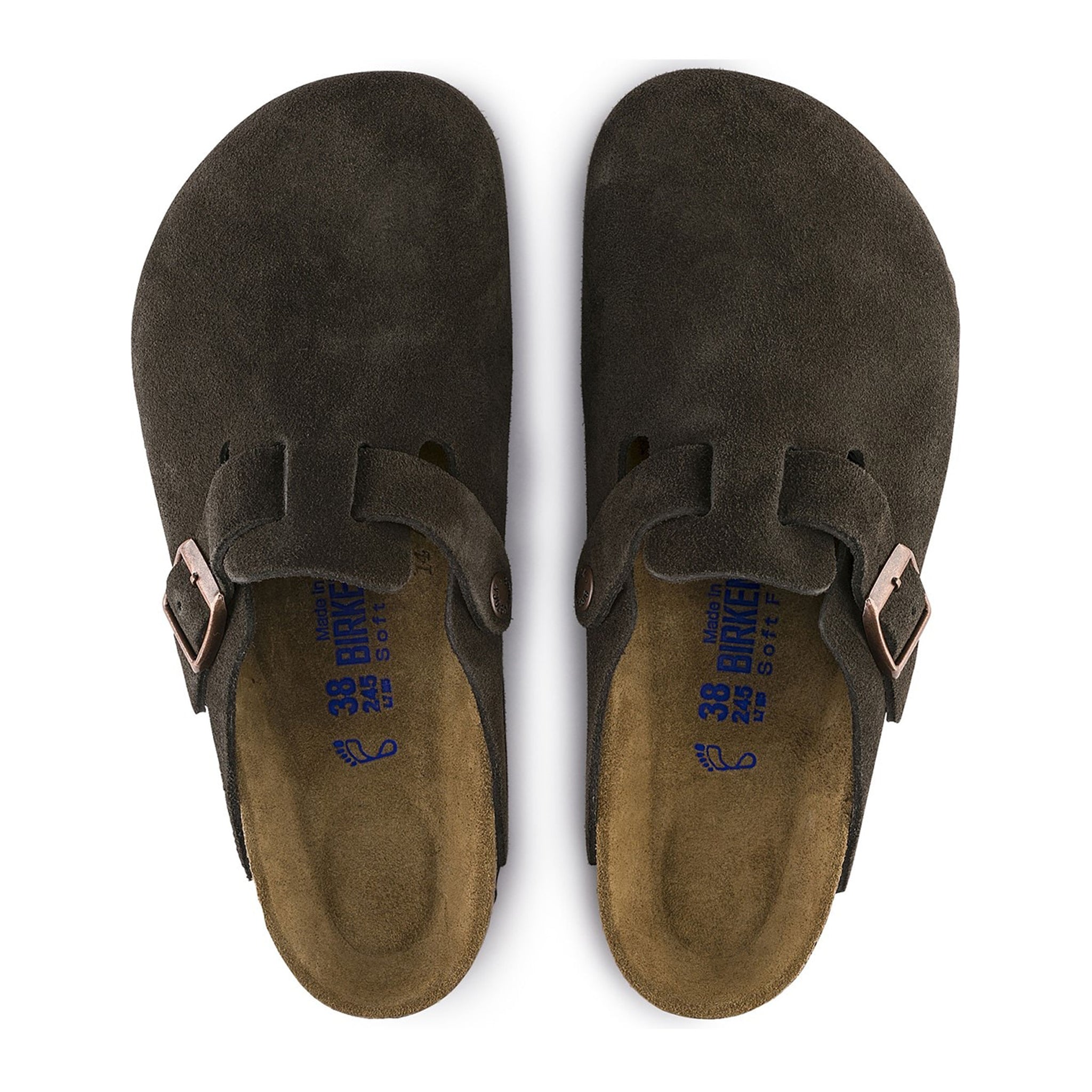 Top view of Birkenstock Boston Suede Flat Sandals Mocha 0660461