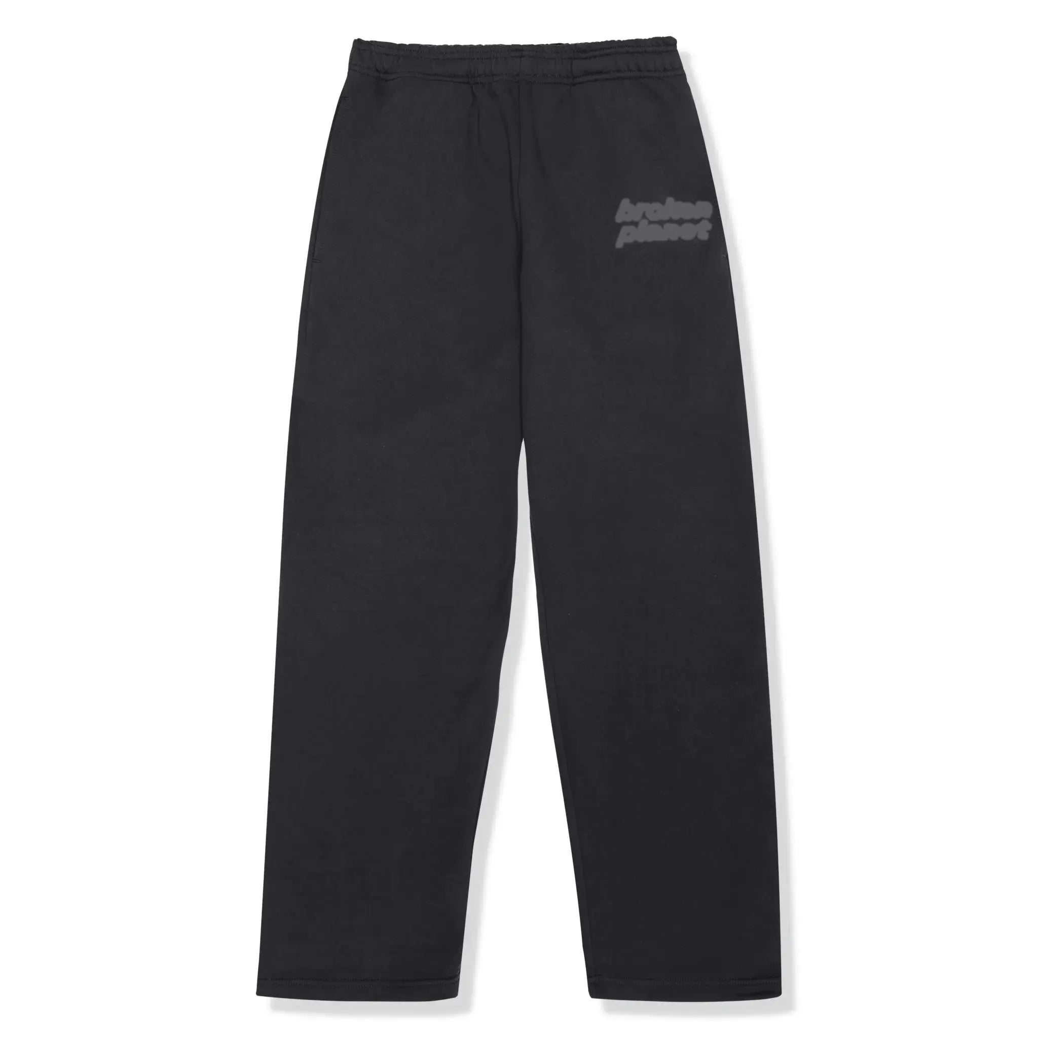 Front view of Broken Planet Basics Straight Leg Washed Midnight Black Sweatpants