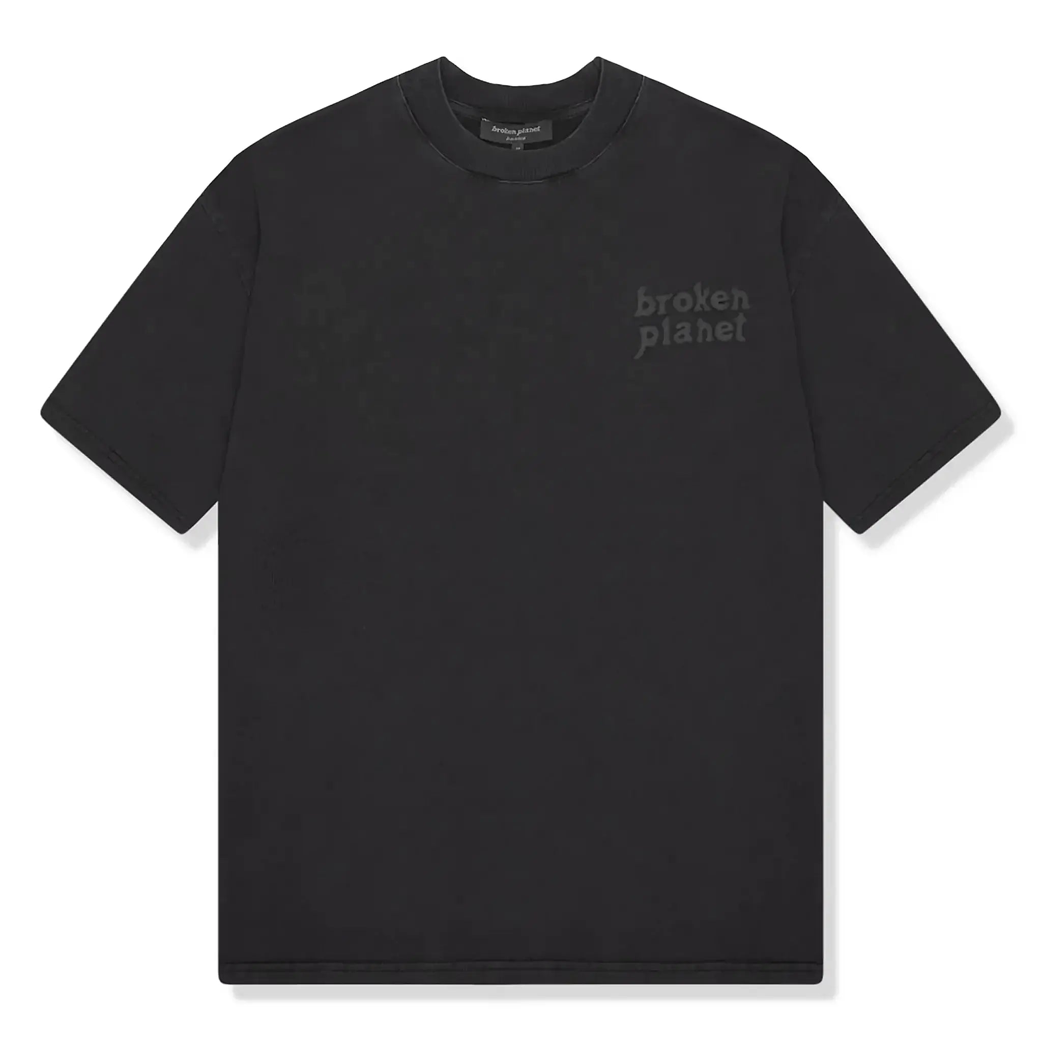 Front view of Broken Planet Basics Washed Midnight Black T Shirt BP-BS-TS-W_M_BLACK