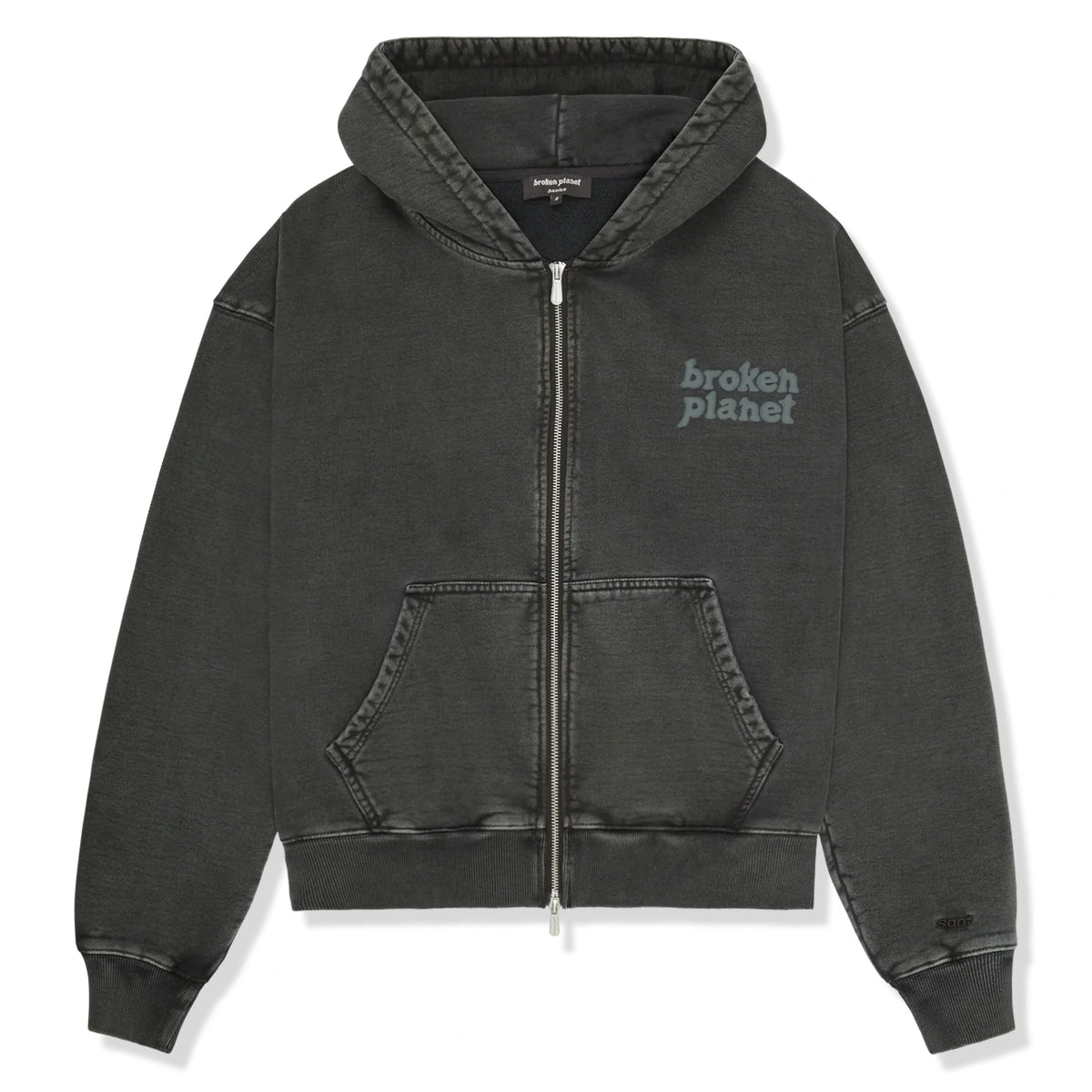 Broken Planet Basics Washed Soot Black Zip-Up Hoodie | Crepslocker