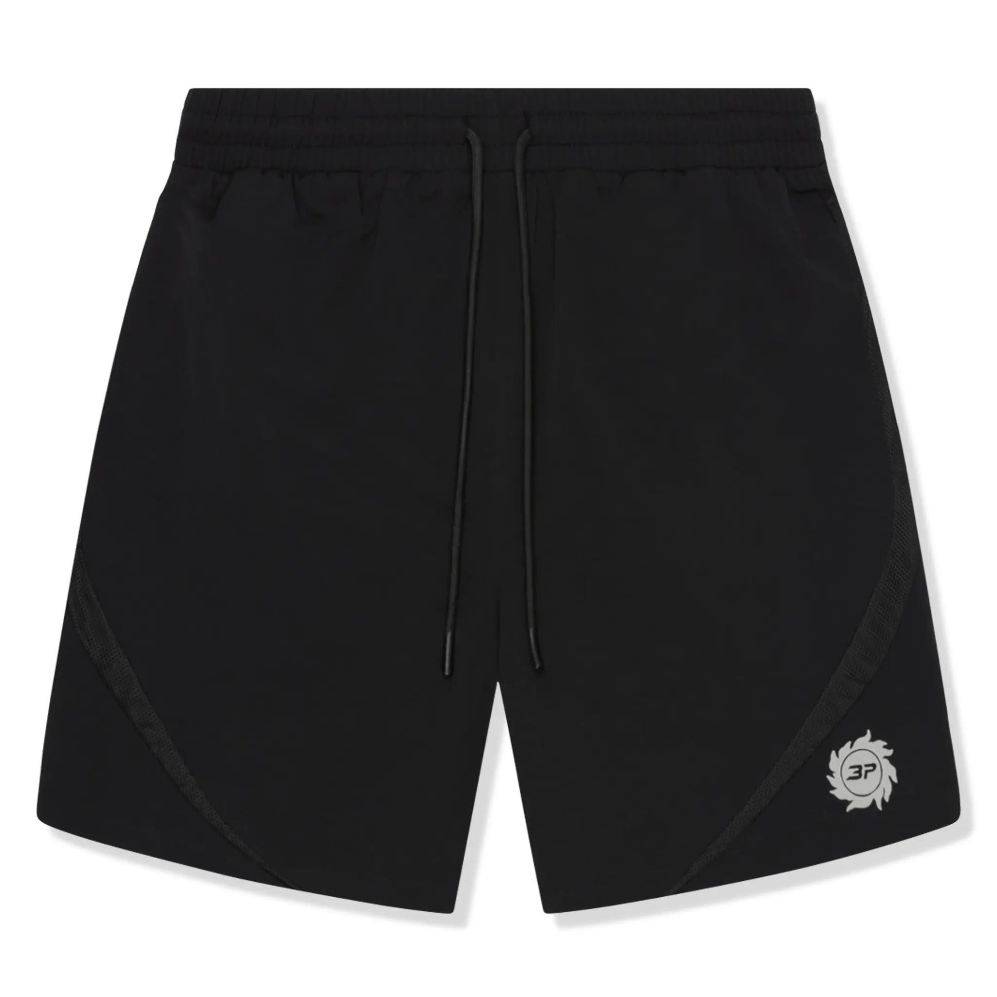 Front view of Broken Planet Black Swimming Shorts