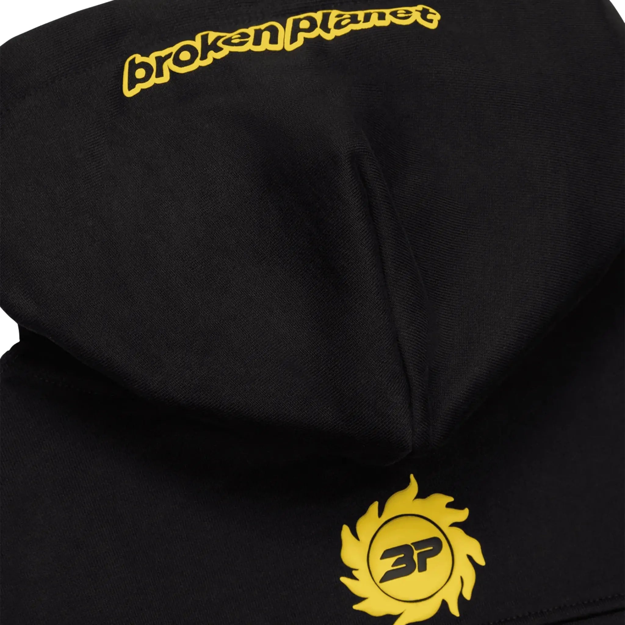 Hood view of Broken Planet Cosmic Speed Midnight Black Hoodie BP-CS2-HD-M_BLACK