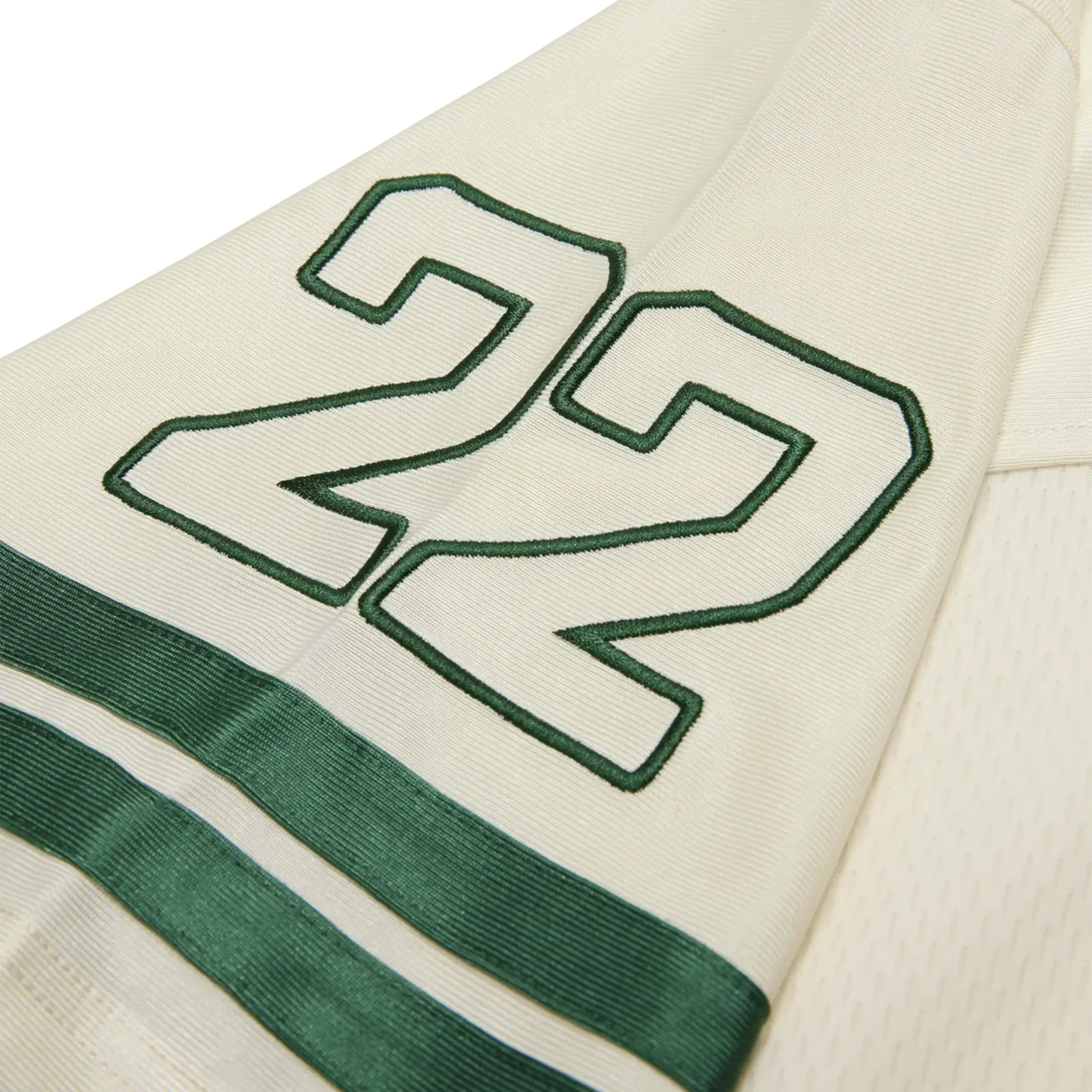 Sleeve view of Broken Planet Football Green Cream Jersey