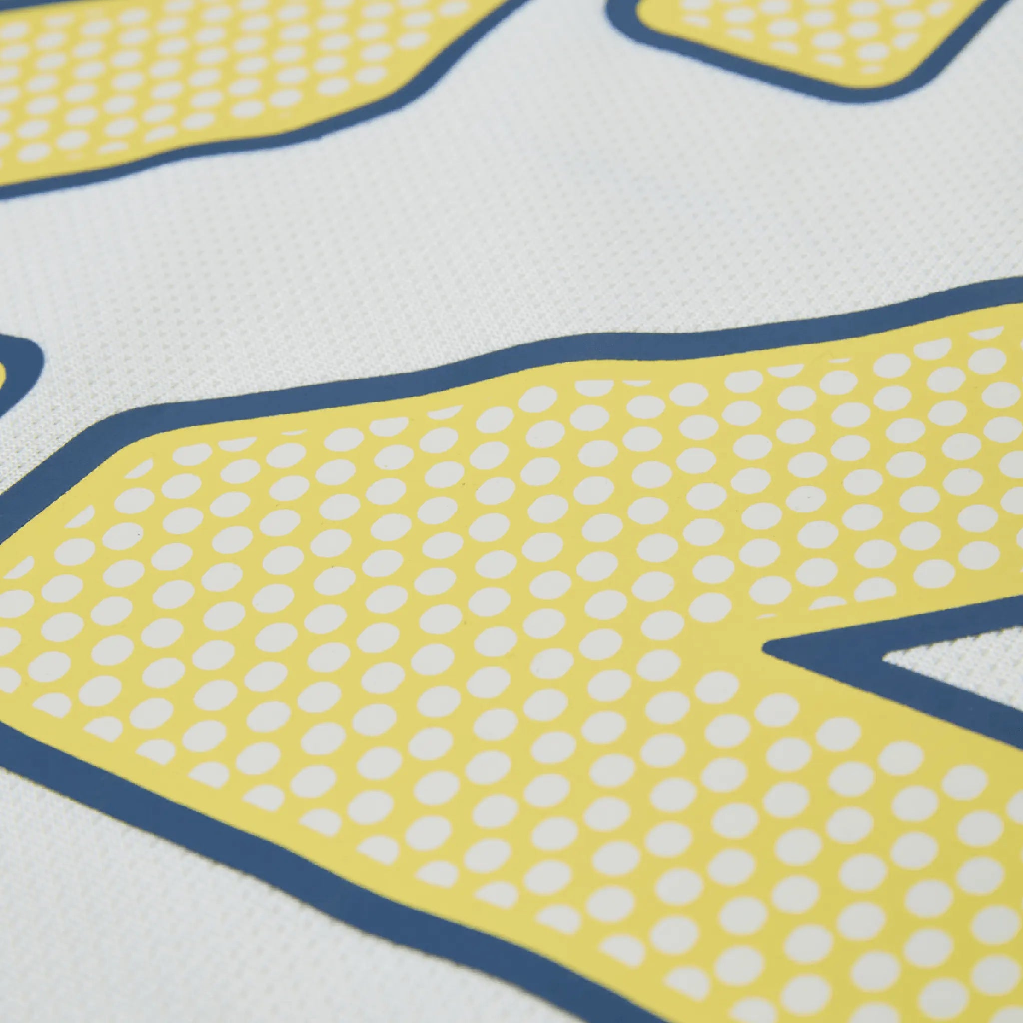 Detail view of Broken Planet Football White Blue Jersey