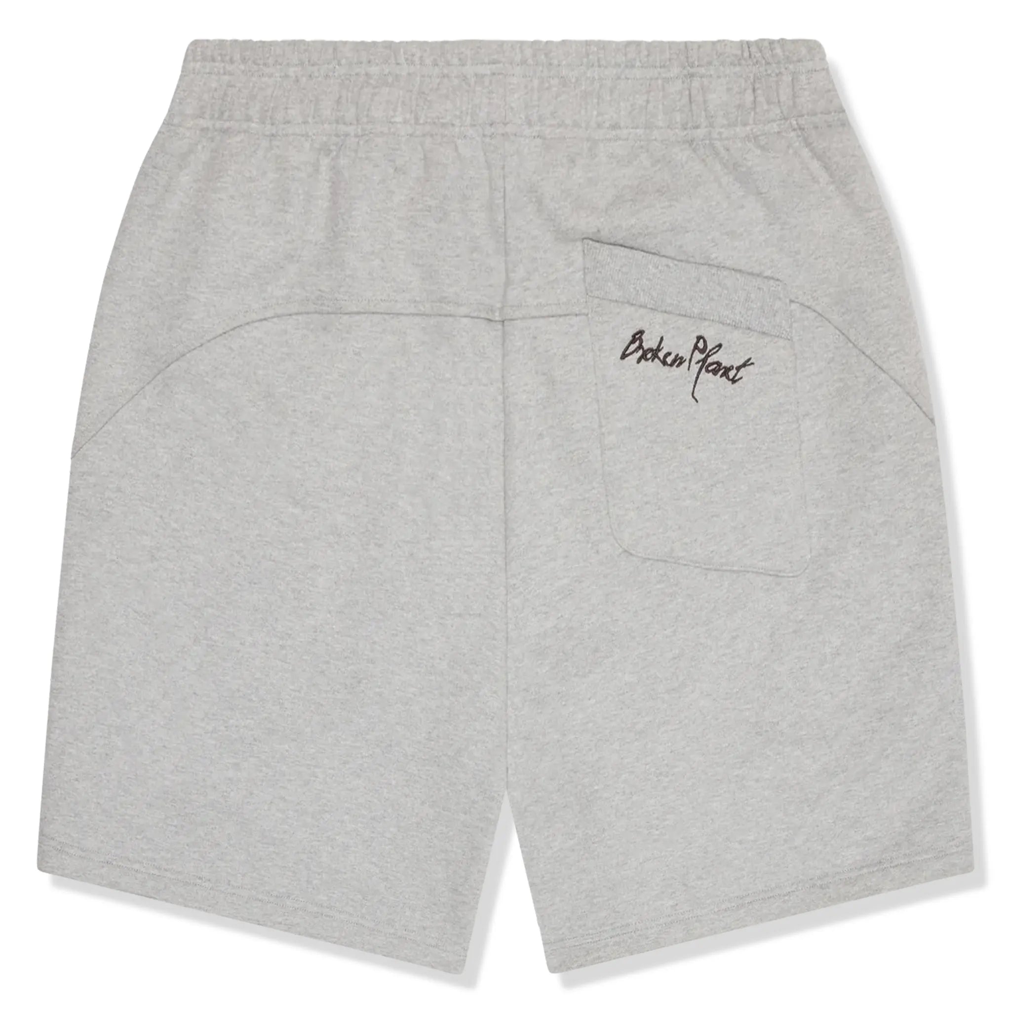 Back view of Broken Planet Heather Grey Sweat Shorts