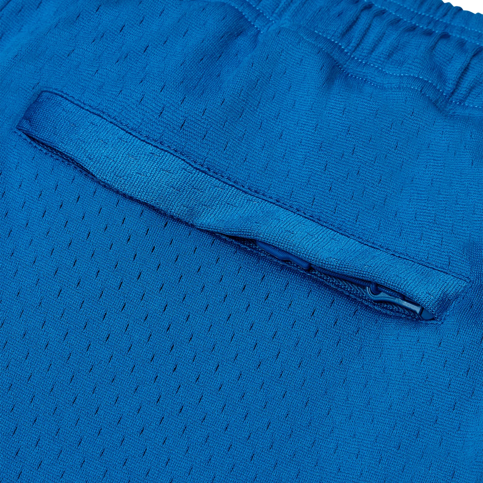 Back pocket view of Broken Planet Mesh Blue Shorts BP-SB24-MS-BLUE