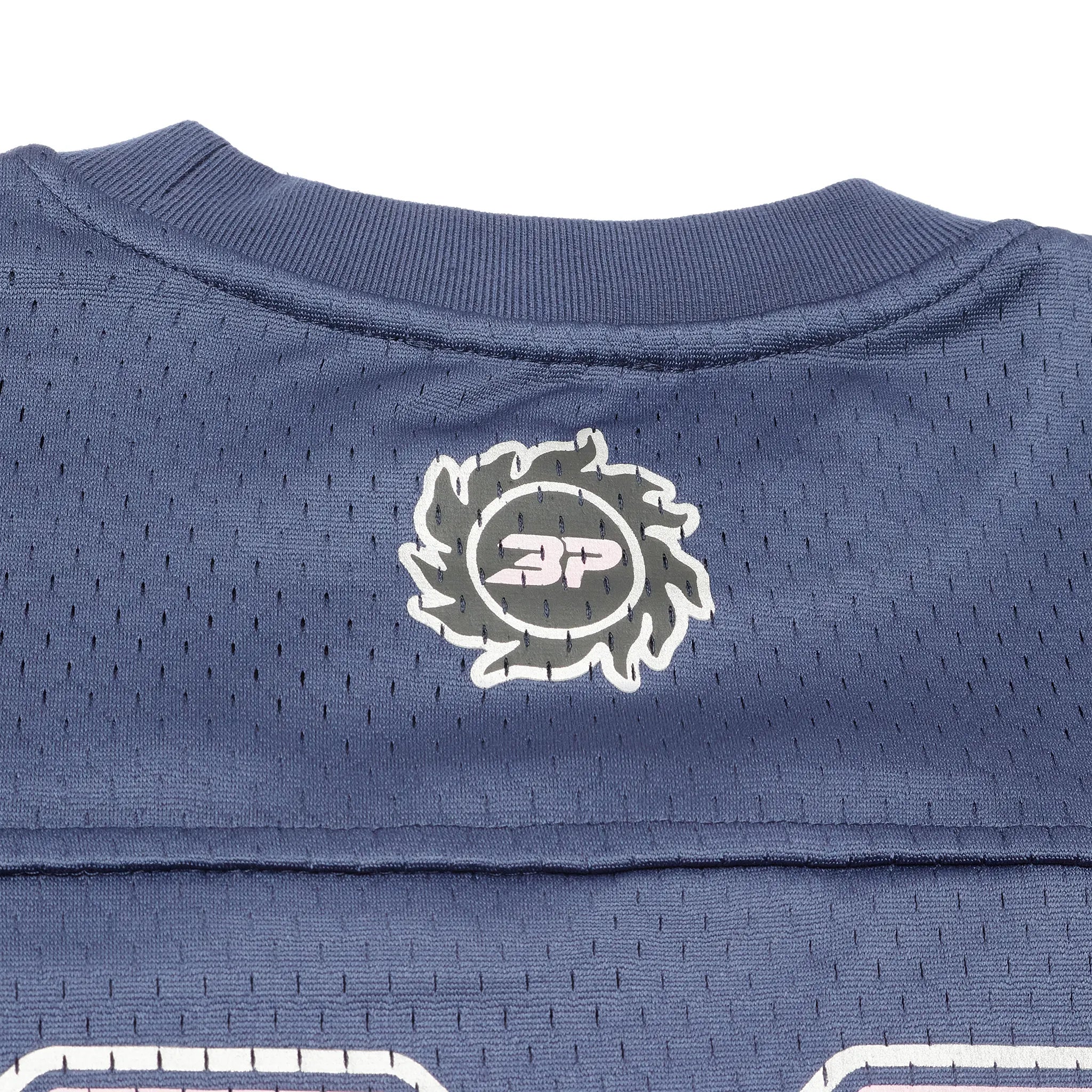 Back detail view of Broken Planet Mesh Outerspace Blue Jersey 