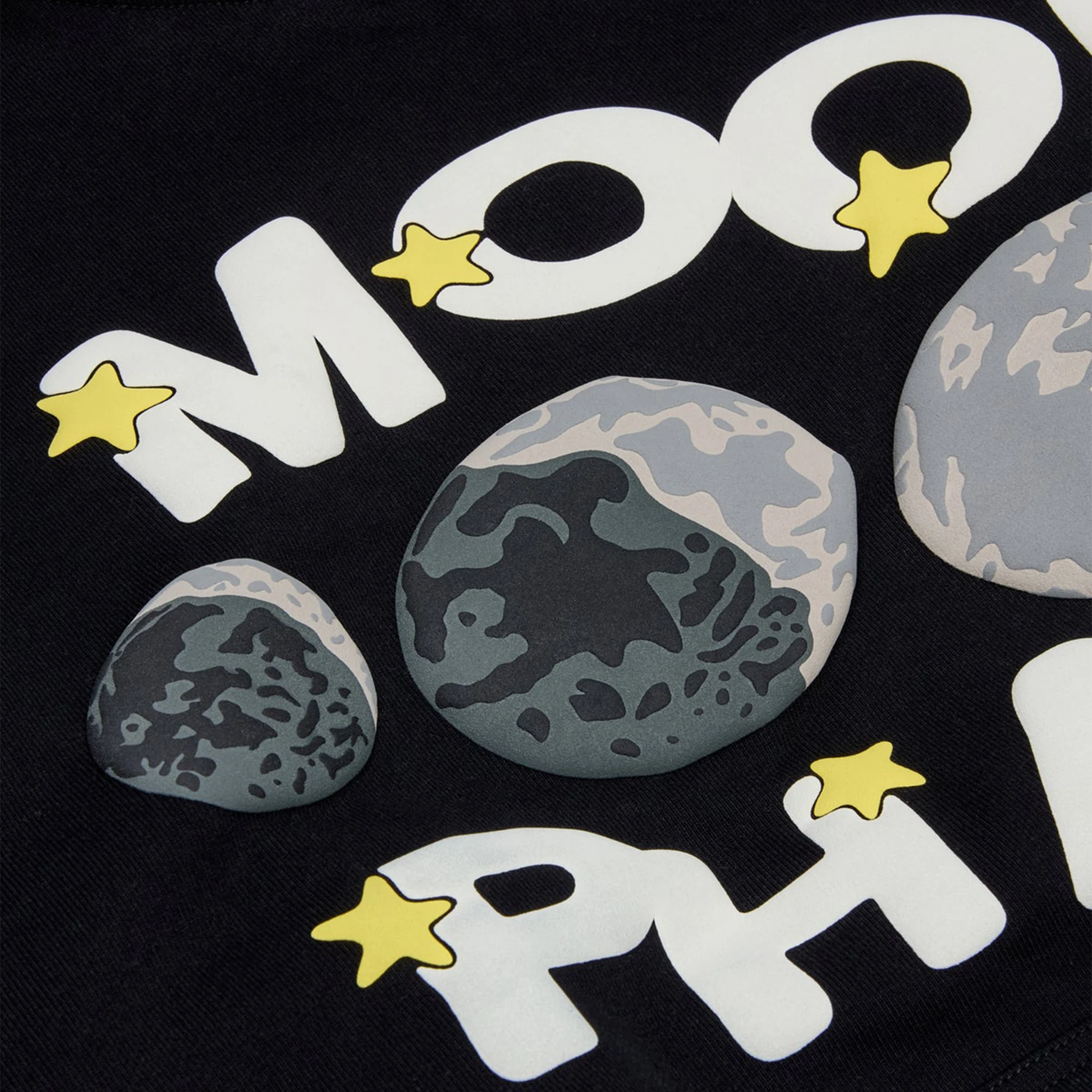 Detail view of Broken Planet Midnight Black Moon Phases Hoodie