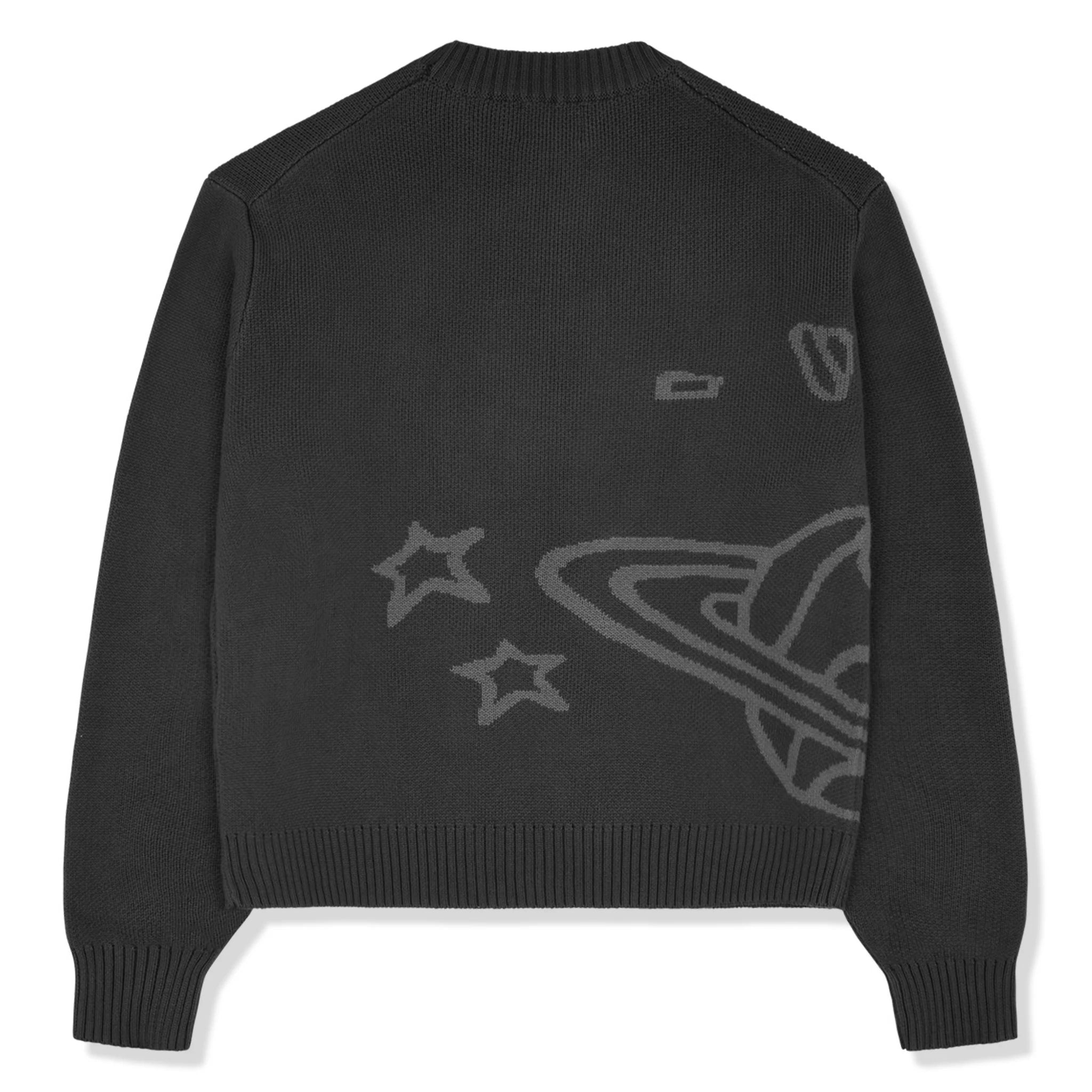 Back view of Broken Planet Midnight Black Planet Knit Sweatshirt