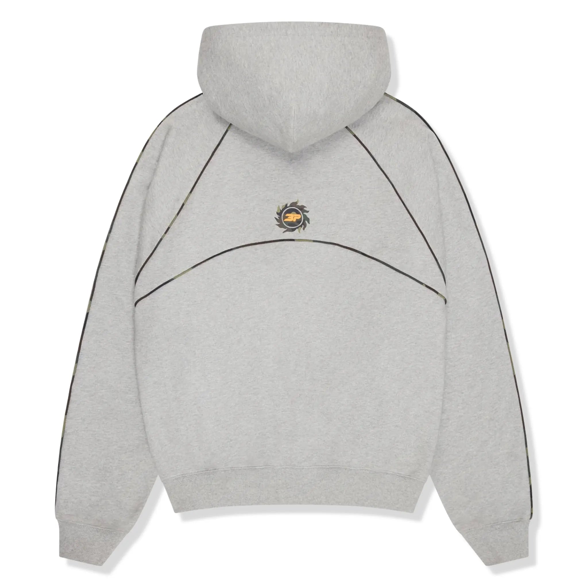 Back view of Broken Planet Performance Heather Grey Hoodie